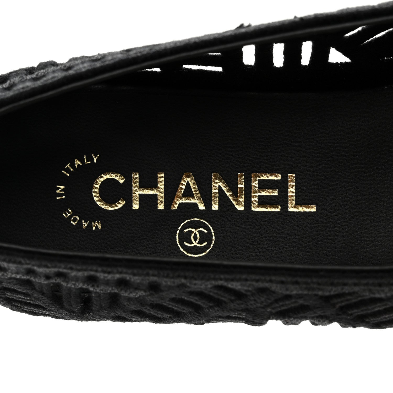 Cotton Embroidered Cap Toe Ballet Flats 38.5 Black