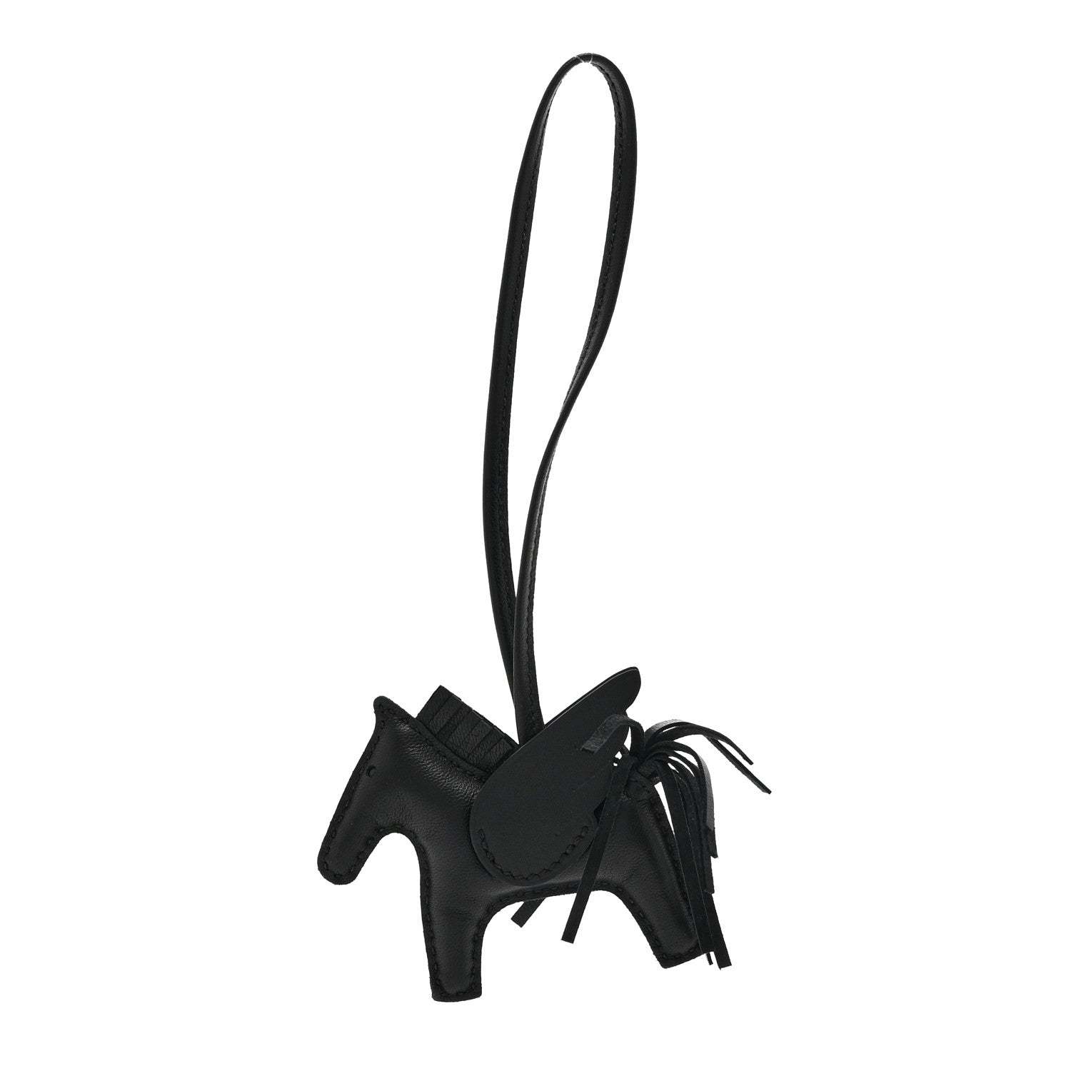 Milo Lambskin Grigri Rodeo Pegase Horse Bag Charm PM So Black