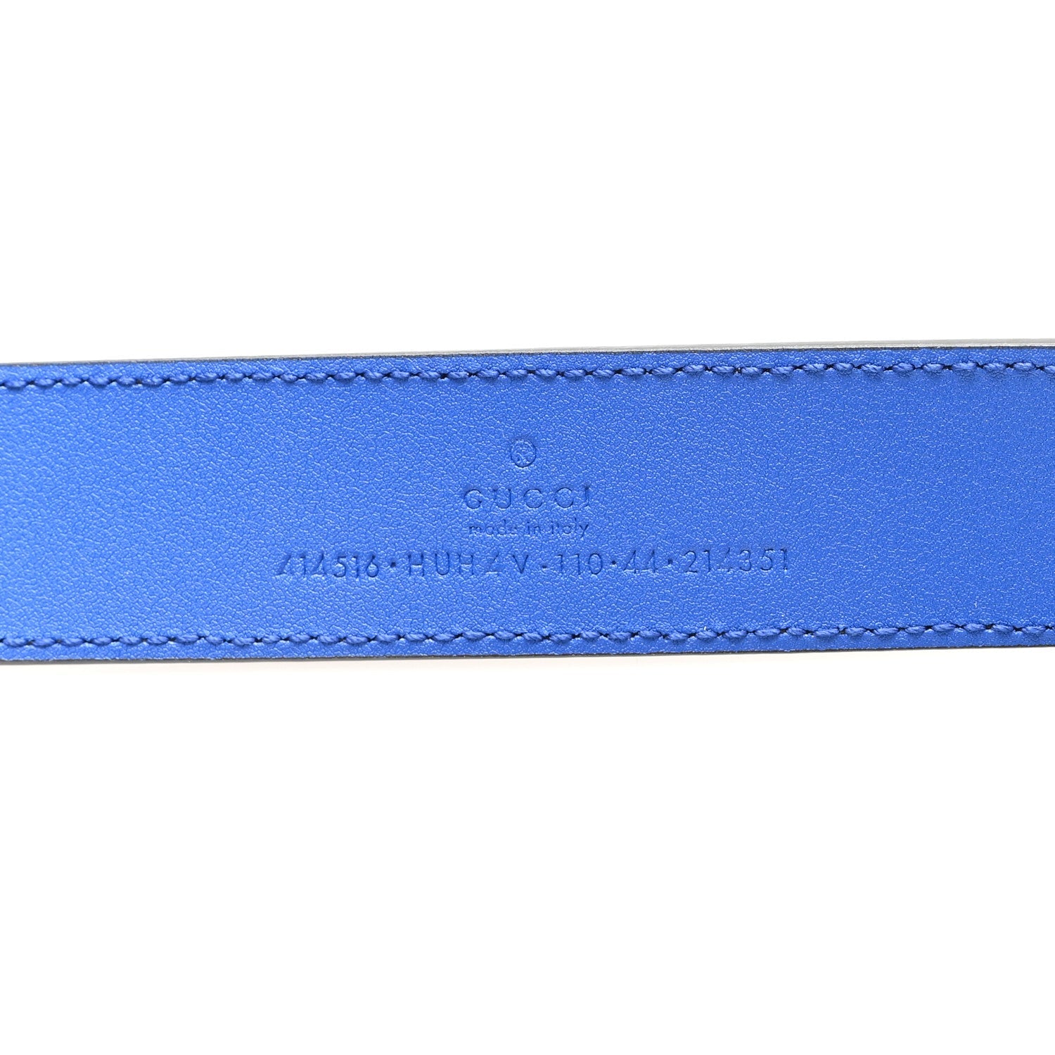 GG Supreme Monogram Plutone Calfskin Enamel Double G 30mm Belt 110 44 Black Metal Blue