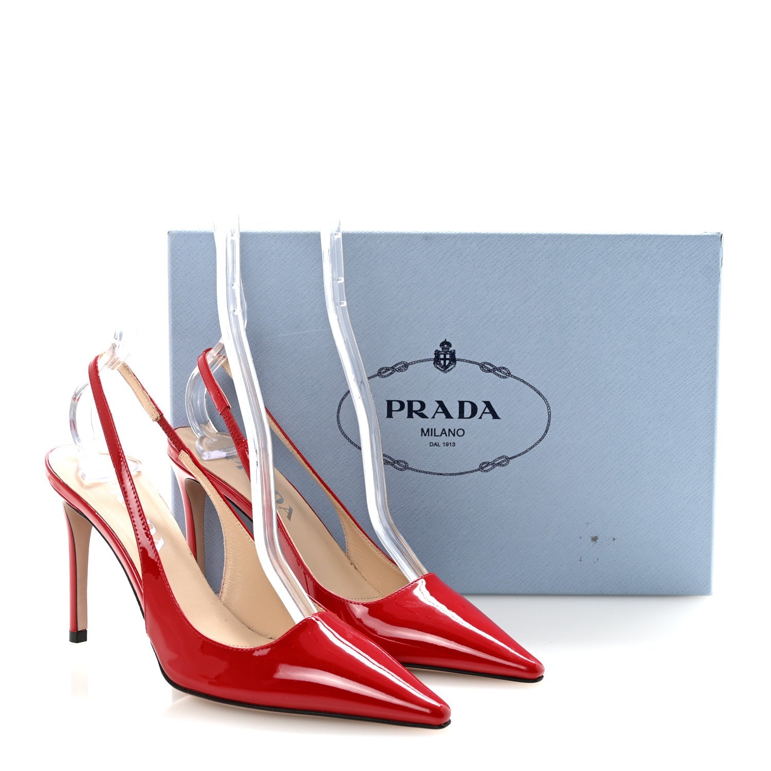 Patent Logo Slingback Pumps 35.5 Red