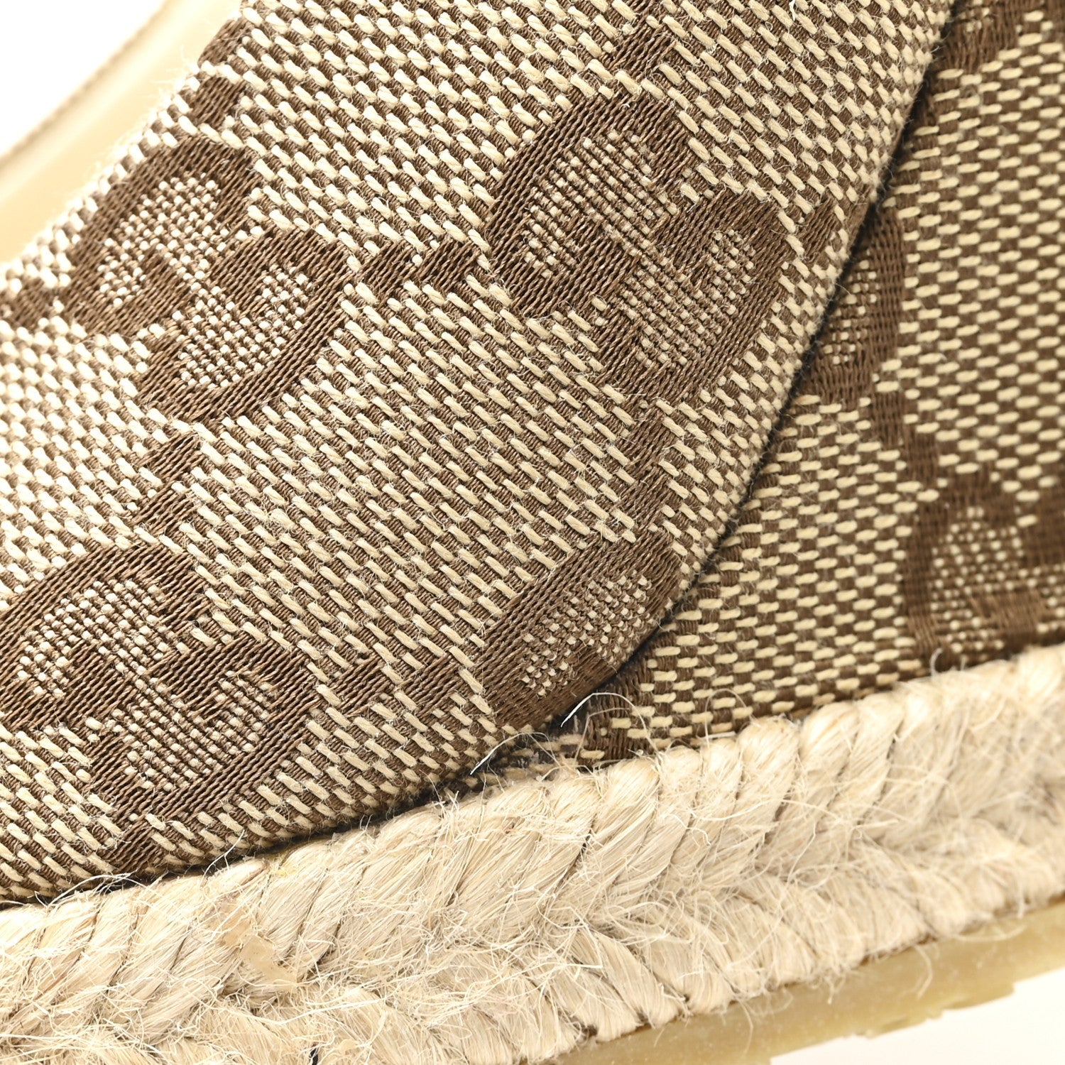 Monogram Horsebit Open Toe Espadrille Wedges 36 Beige