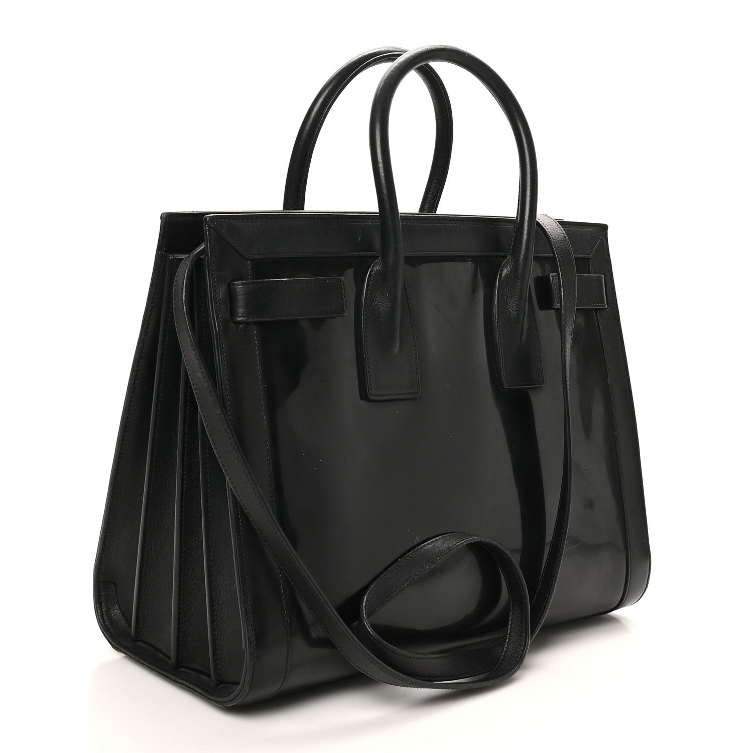 Patent Calfskin Small Sac de Jour Black
