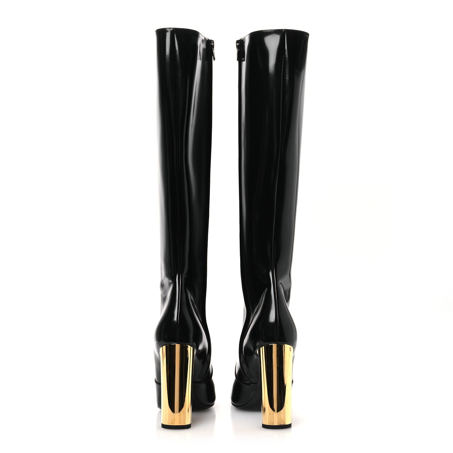 Glazed Calfskin Auteuil 105mm Zip Boots 38 Black