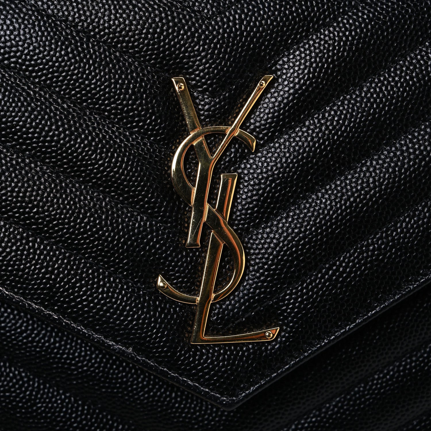 Grain De Poudre Matelasse Chevron Monogram Chain Wallet Black