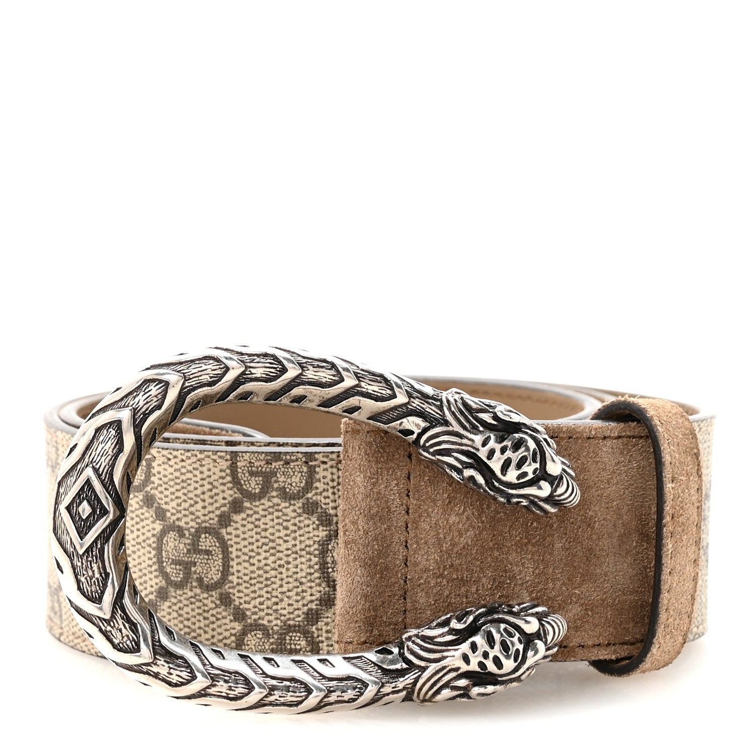 GG Supreme Monogram Suede Dionysus 40mm Belt 80 32 Beige Taupe