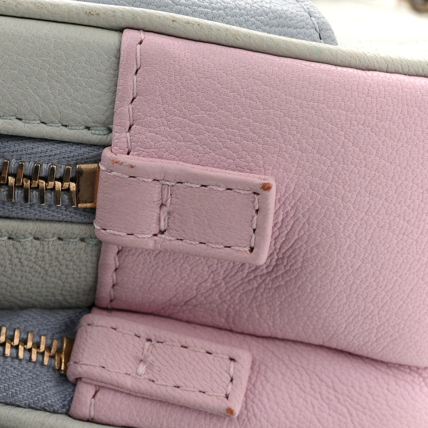 Goatskin Quilted Waist Bag Green Blue Pink