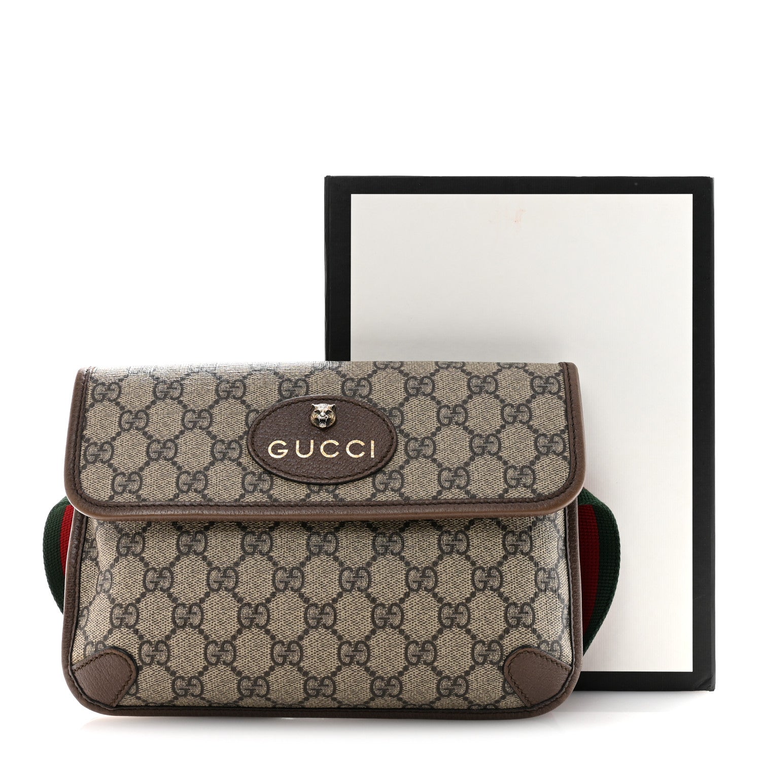 GG Supreme Monogram Neo Vintage Web Belt Bag Brown