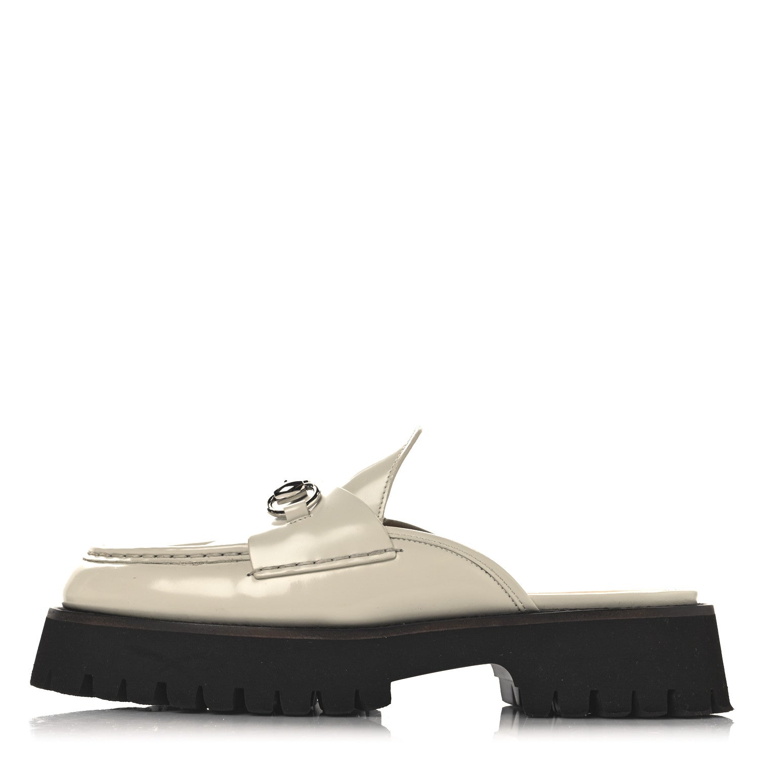 Cordovan Lux Horsebit Platform Mules 39.5 Mystic White