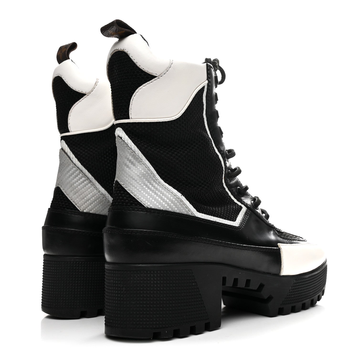 Calfskin Technical Nylon Laureate Platform Desert Boot 39 Black White