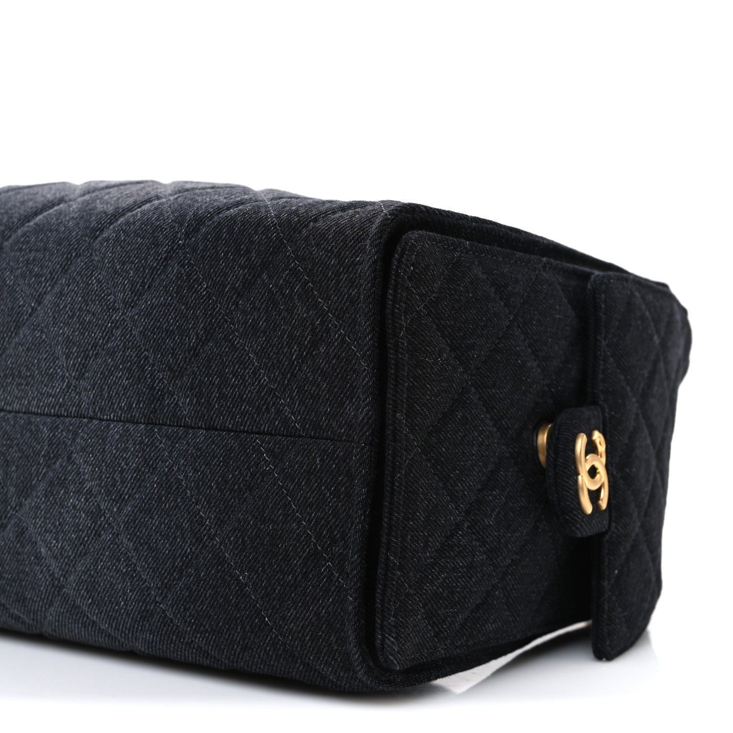 Washed Denim Quilted Small Chanel 25 Handbag Black