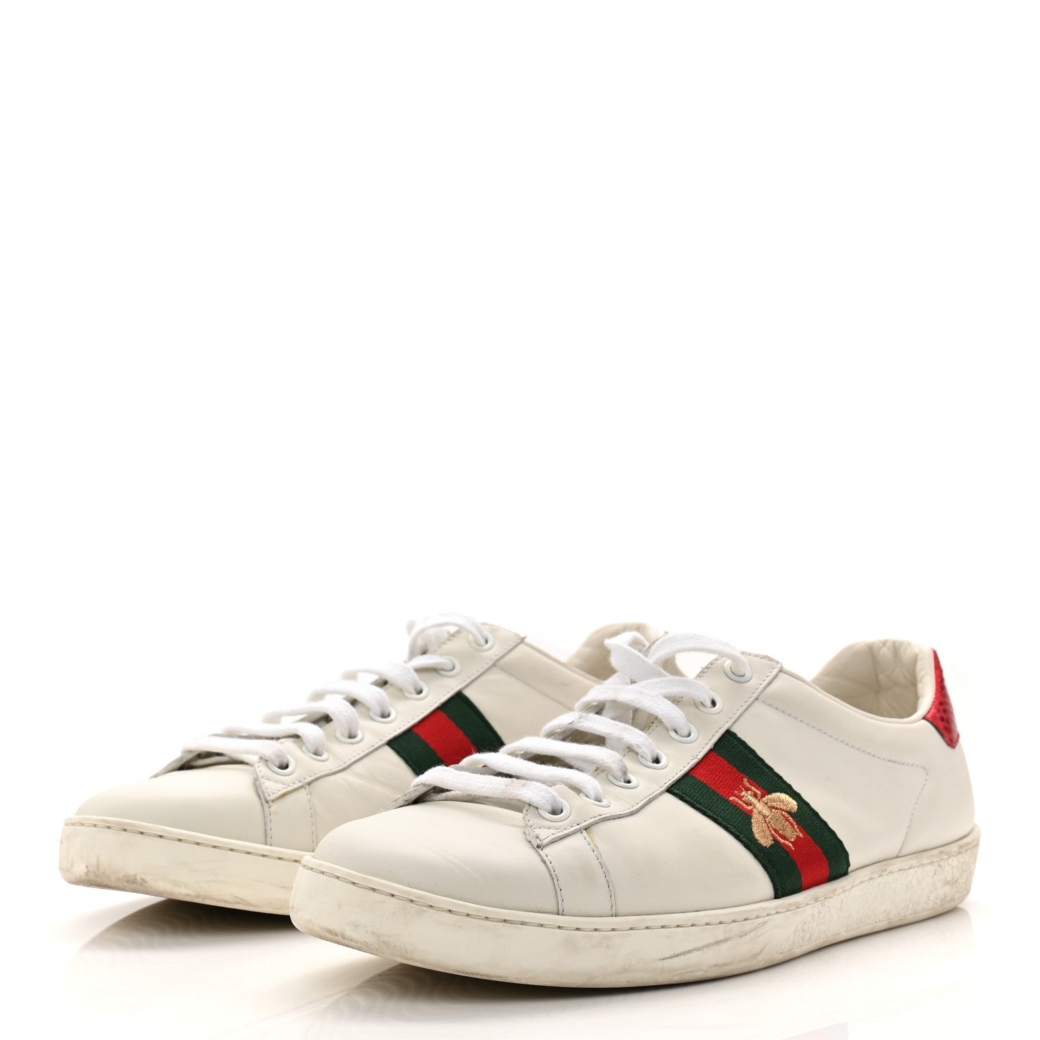 Calfskin Ayers Bee Embroidered Womens Ace Sneakers 39.5 White Green