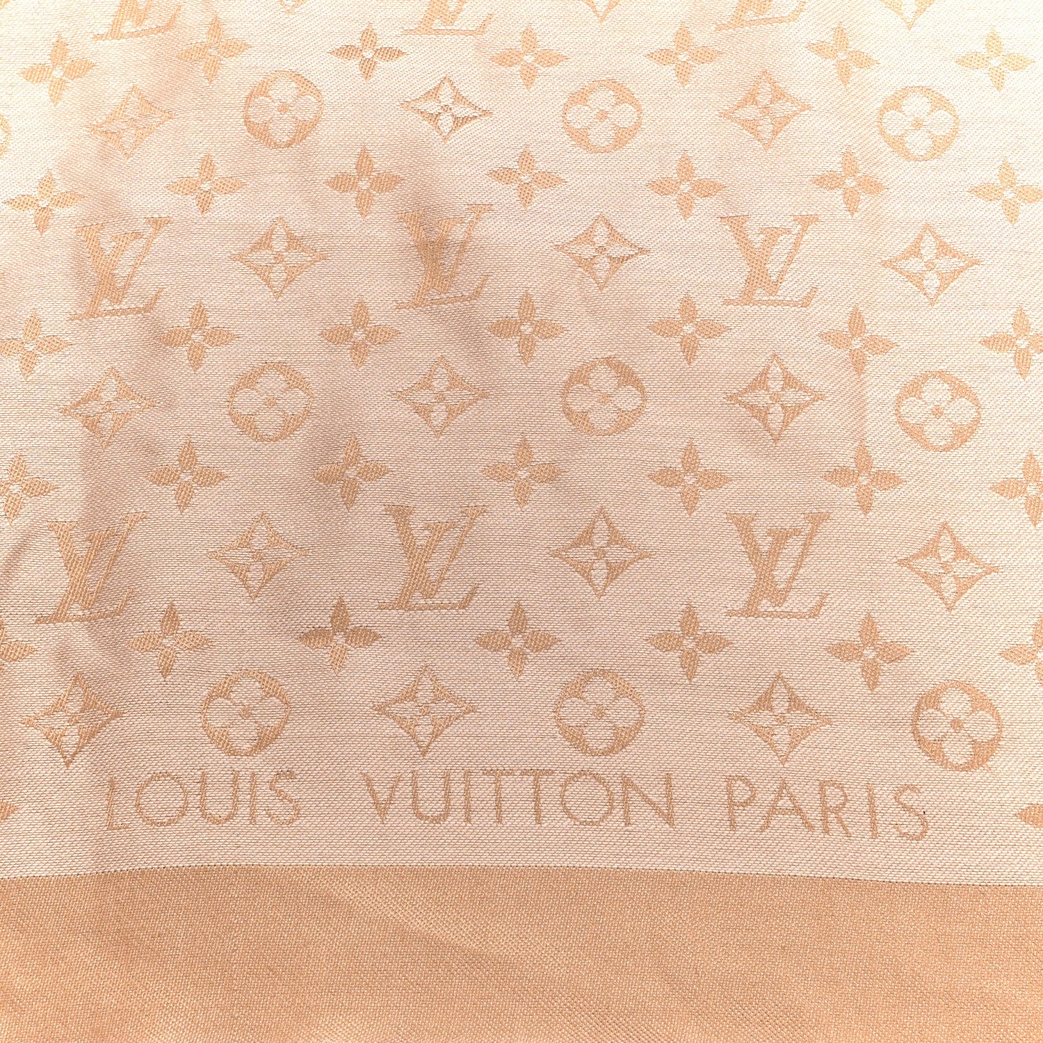 Silk Wool Monogram Denim Shawl  Beige Rose