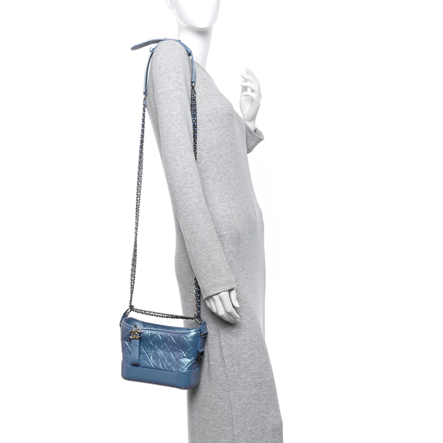 Iridescent Lambskin Calfskin Quilted Small Gabrielle Hobo Blue