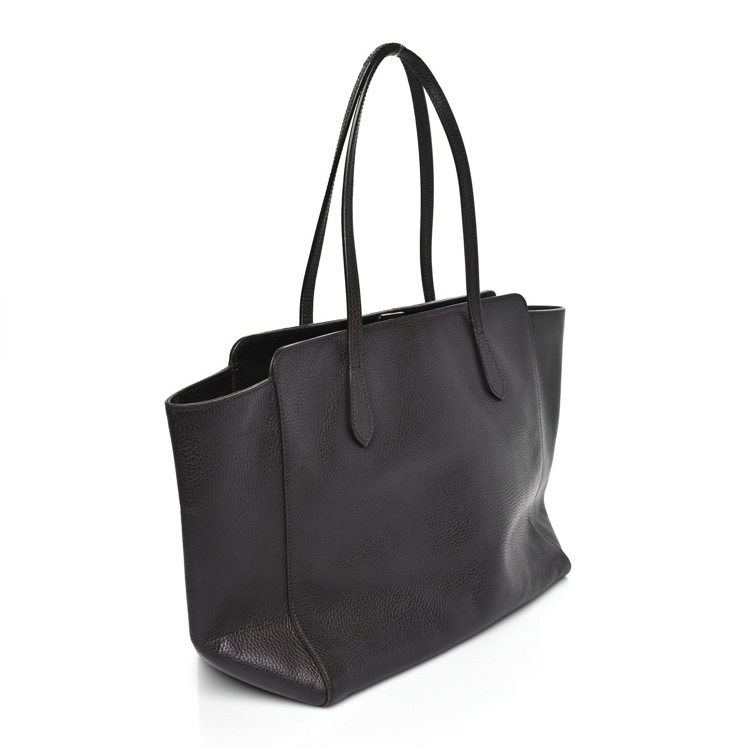 Dollar Calfskin Interlocking G Tote Dark Brown