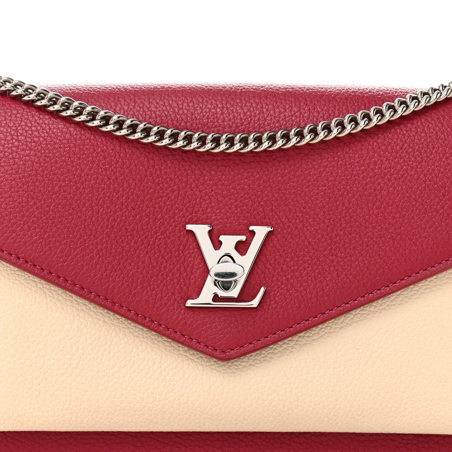 Calfskin My Lockme Chain Pochette Lie De Vin Etain Creme