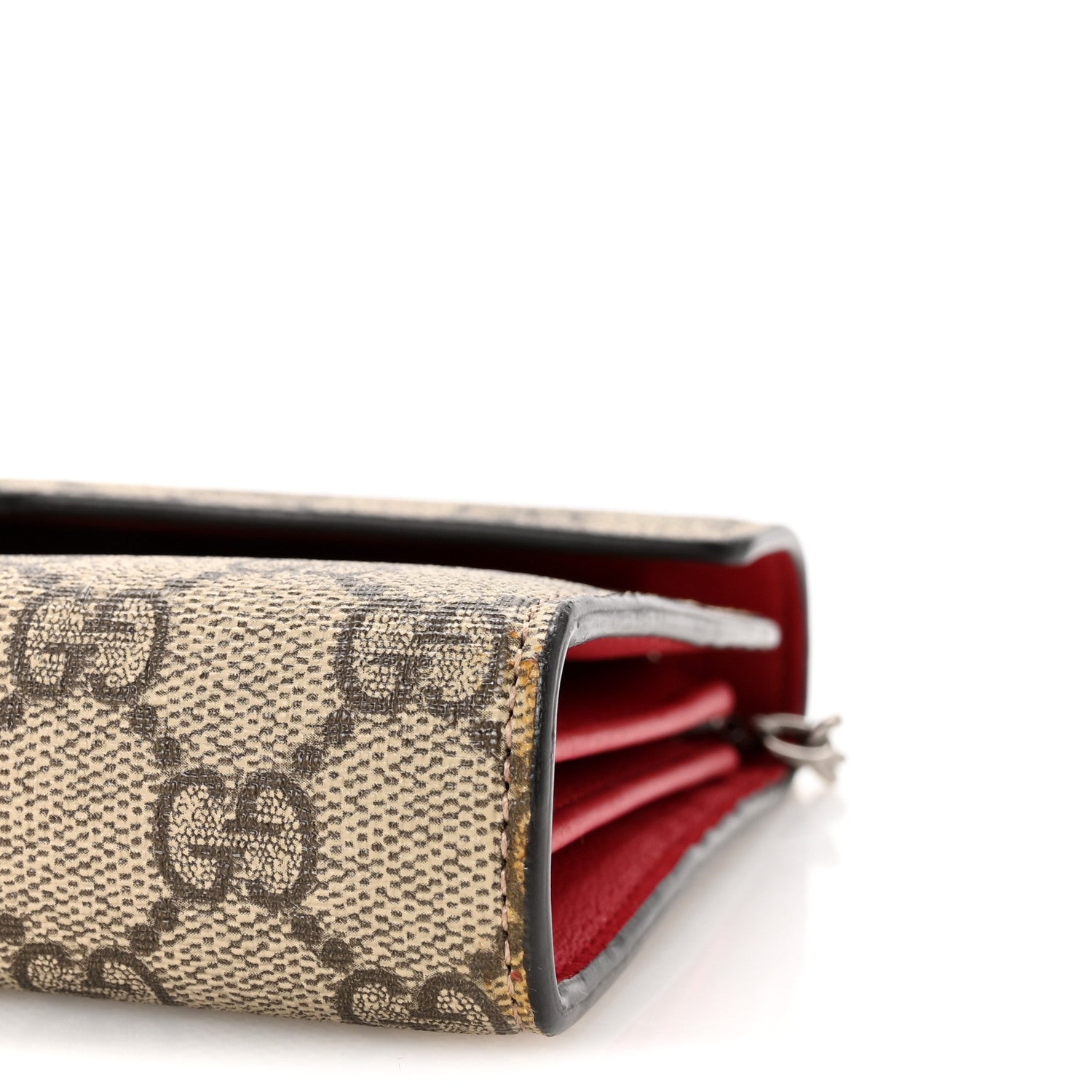 GG Supreme Monogram Mini Dionysus Chain Wallet Beige Vulcanic Red