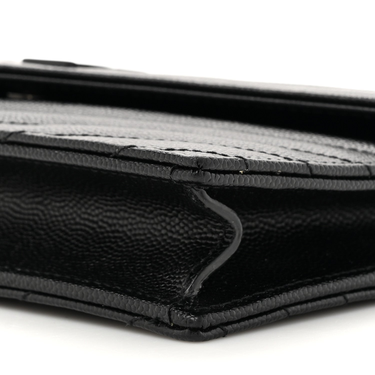 Grain De Poudre Matelasse Chevron Monogram Monochrome Envelope Chain Wallet Black