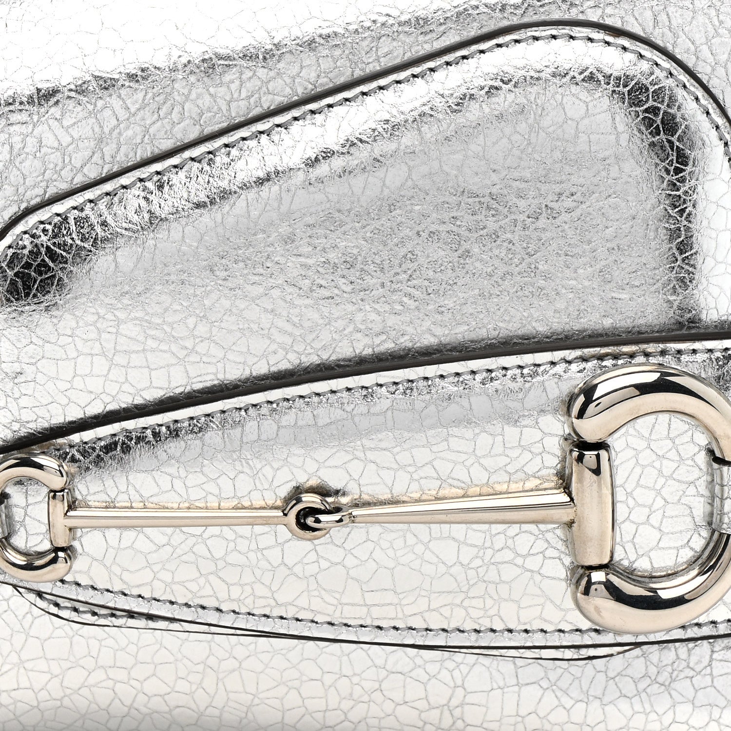 Metallic Calfskin Small Horsebit 1955 Asymmetric Shoulder Bag Silver