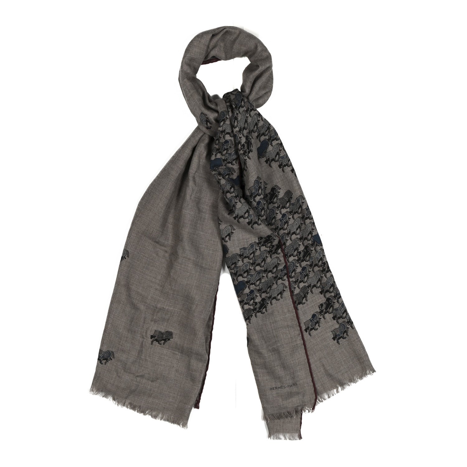 Cashmere Silk The Parage Rectangle Etoupe Petrole Marine