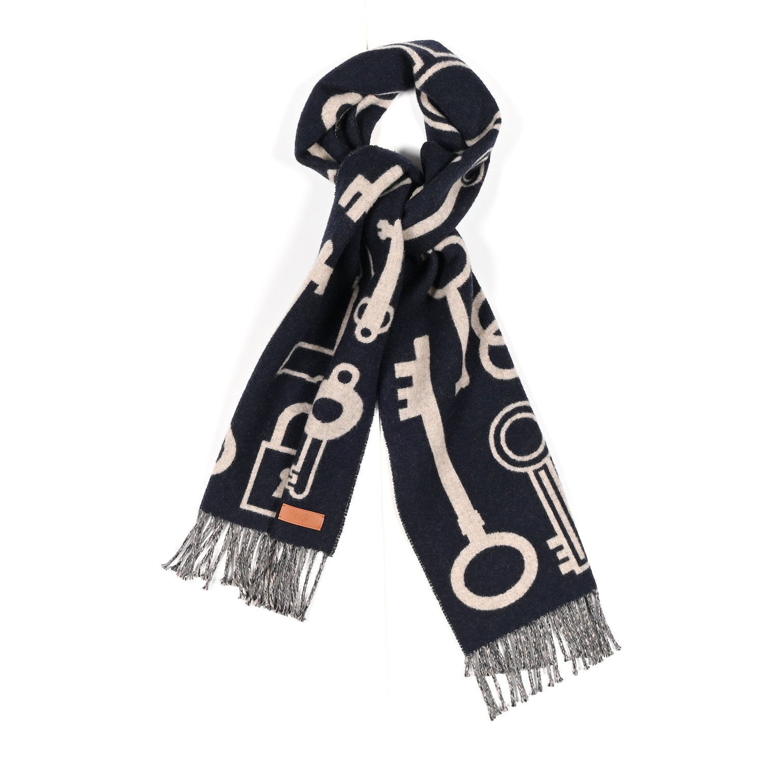 Cashmere Casaque Porte-Clefs Muffler Marine Beige Chine