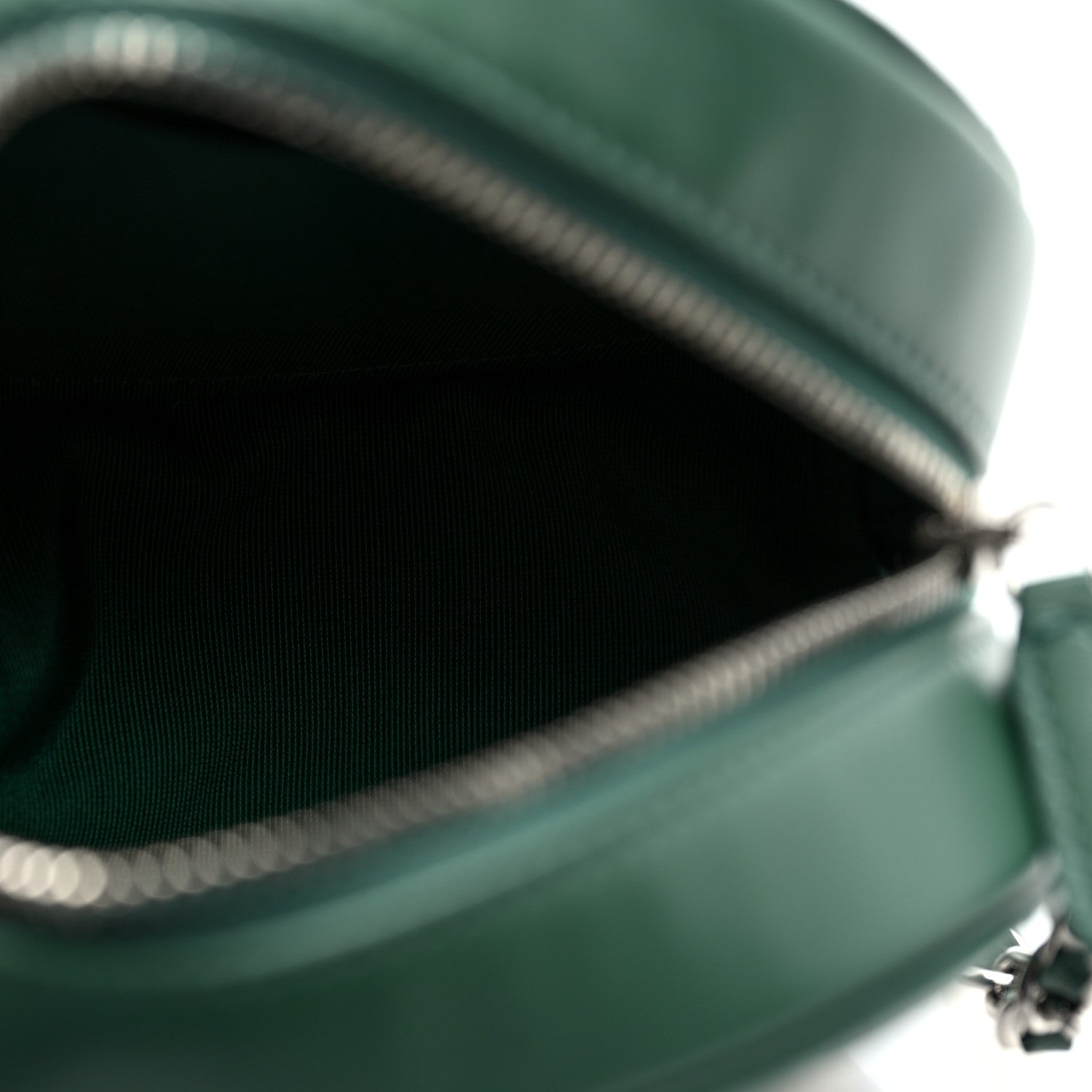 Lambskin Quilted Round Clutch With Chain Green