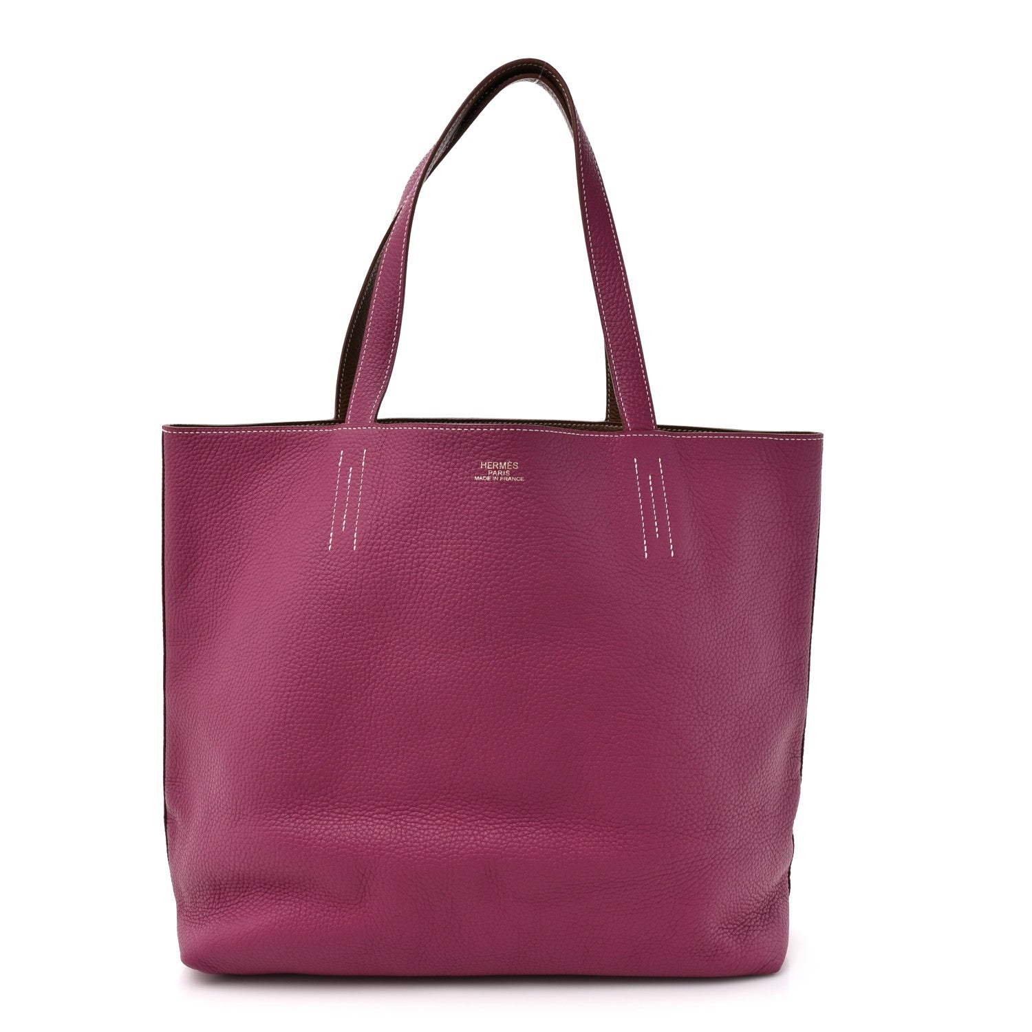 Taurillon Clemence Double Sens 36 Reversible Tote Marron Tosca