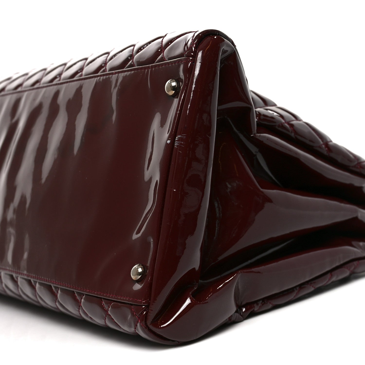 Patent Quilted Large Just Mademoiselle Bowling Bag Plum