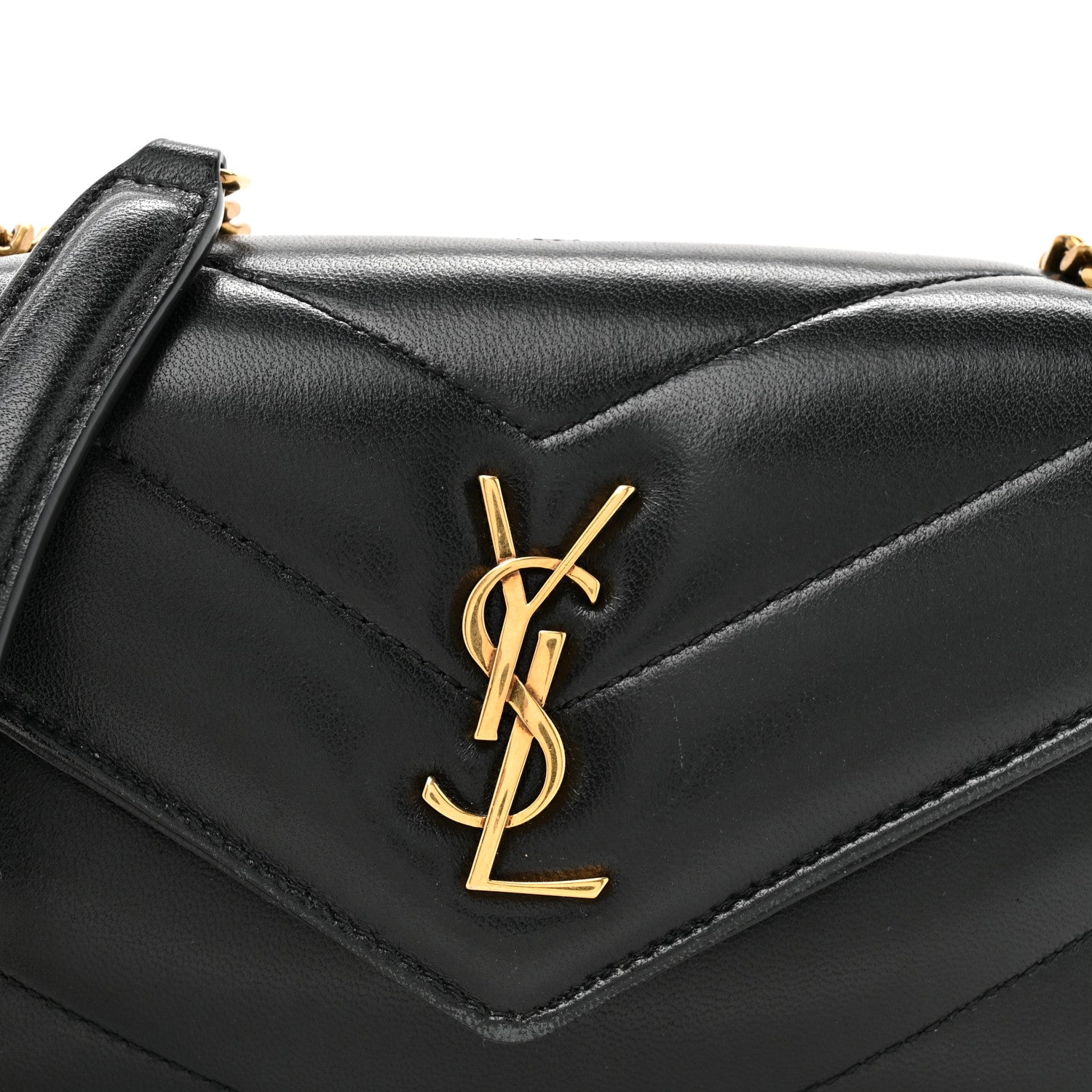 Lambskin Chevron Quilted Mini Loulou Black