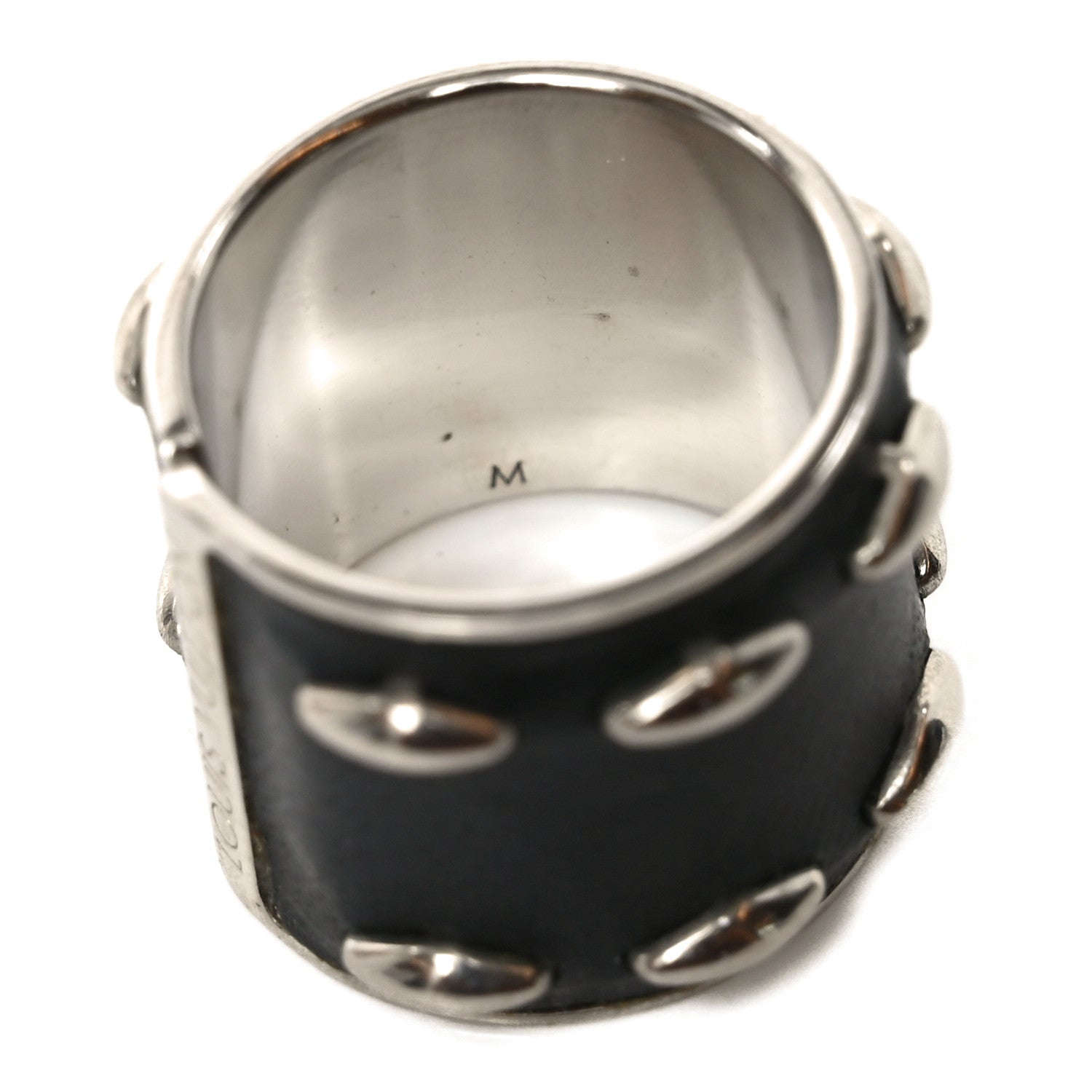 Calfskin Ring M Black Silver