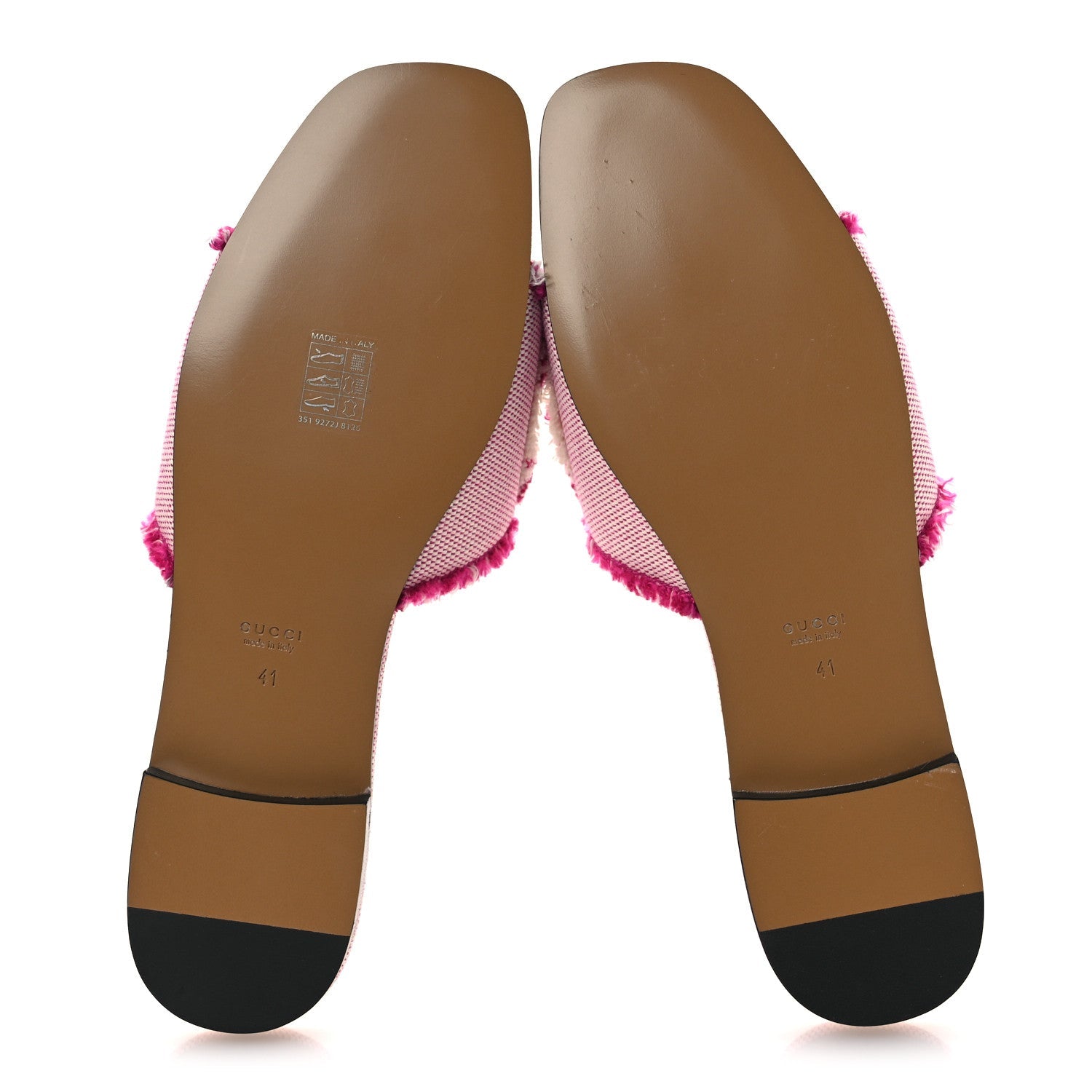 Fringed Canvas Interlocking G Cut Out Slide Sandals 41 Princess Fuxia Natural