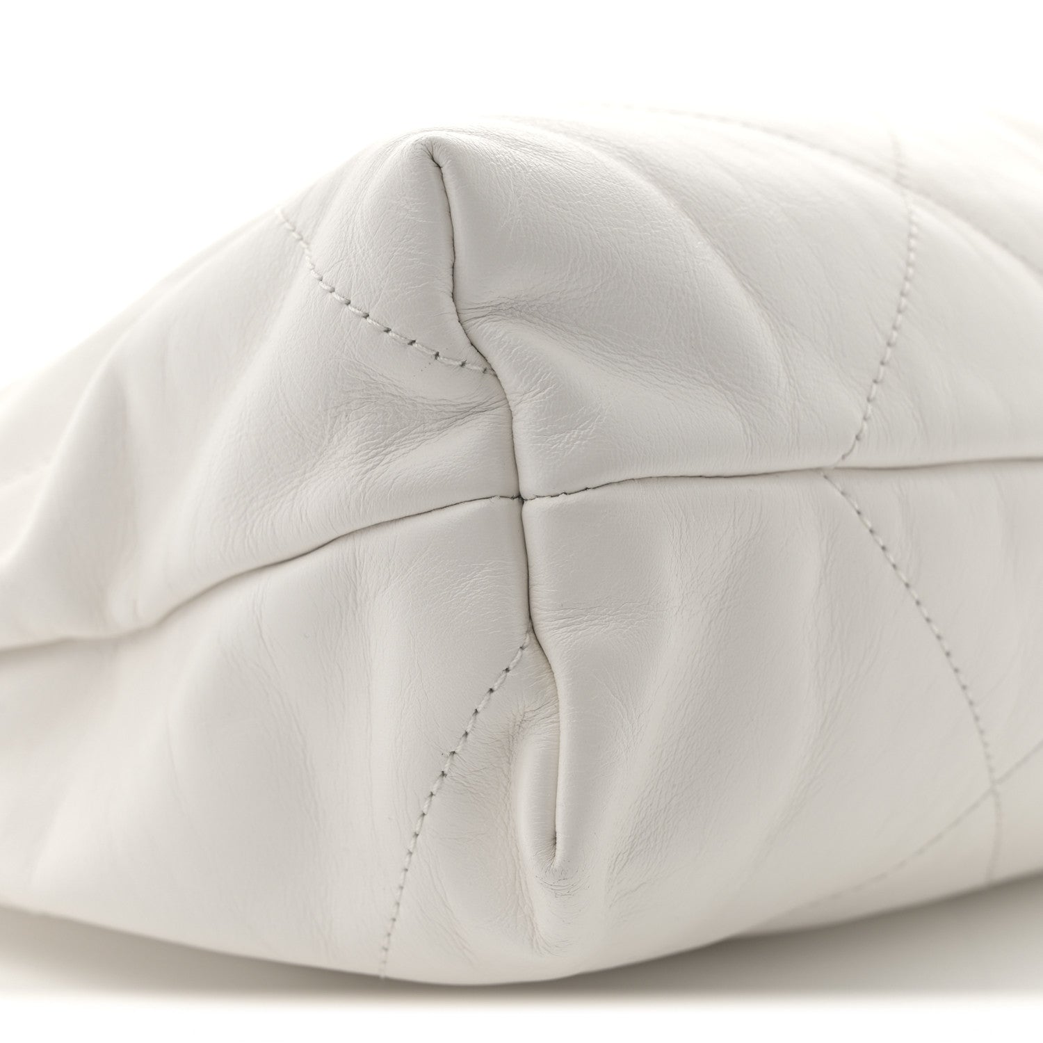 Shiny Calfskin Quilted Chanel 22 East West White