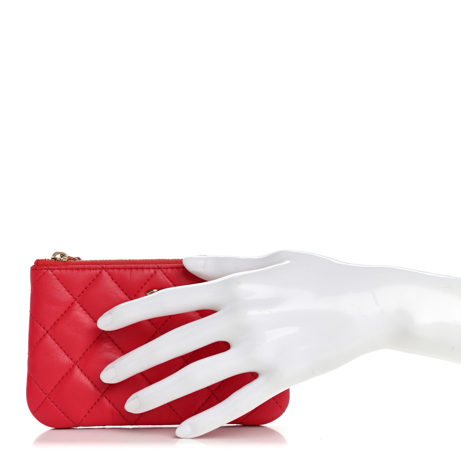 Lambskin Quilted Small Cosmetic Case Dark Pink
