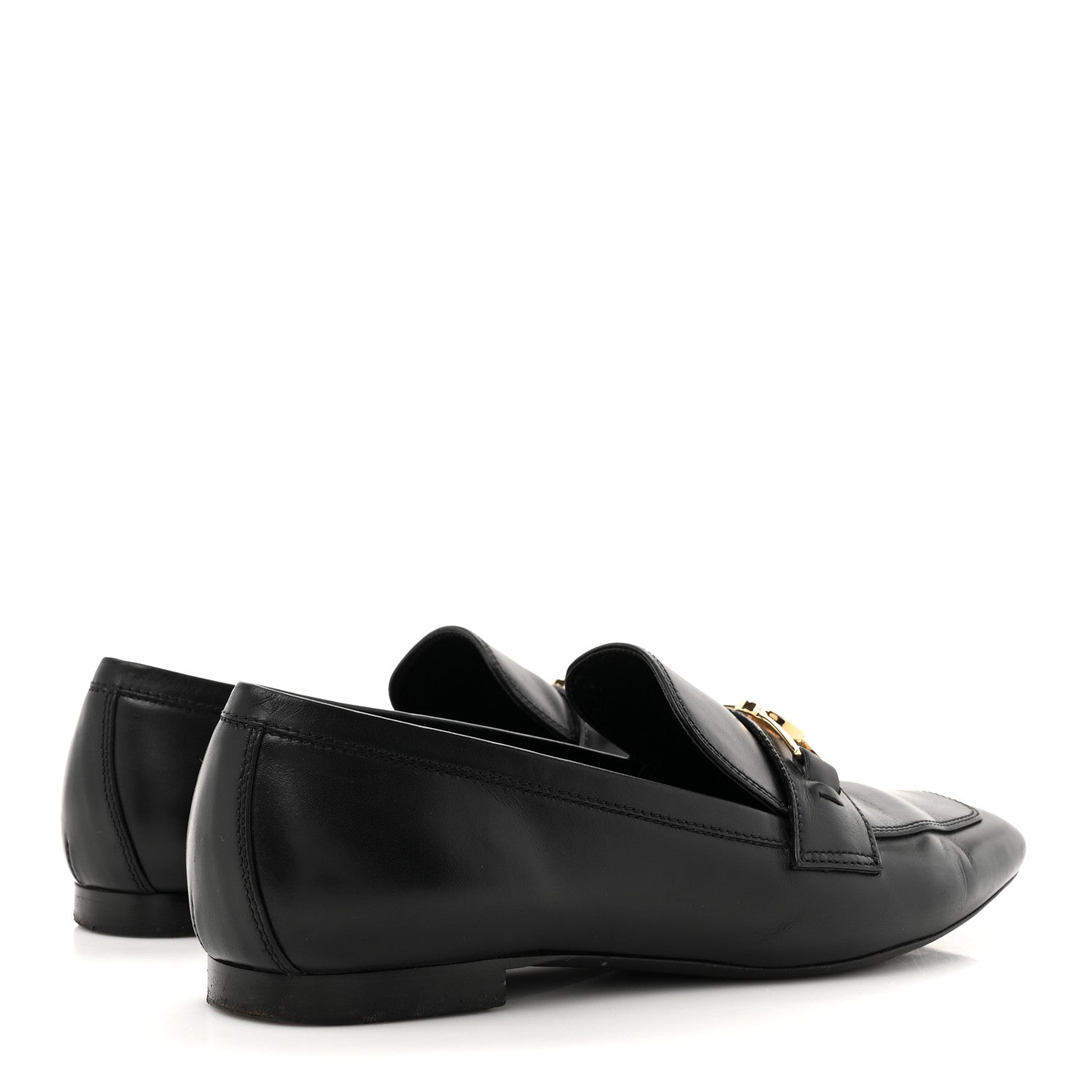 Calfskin Upper Case Flat Loafer 38 Black