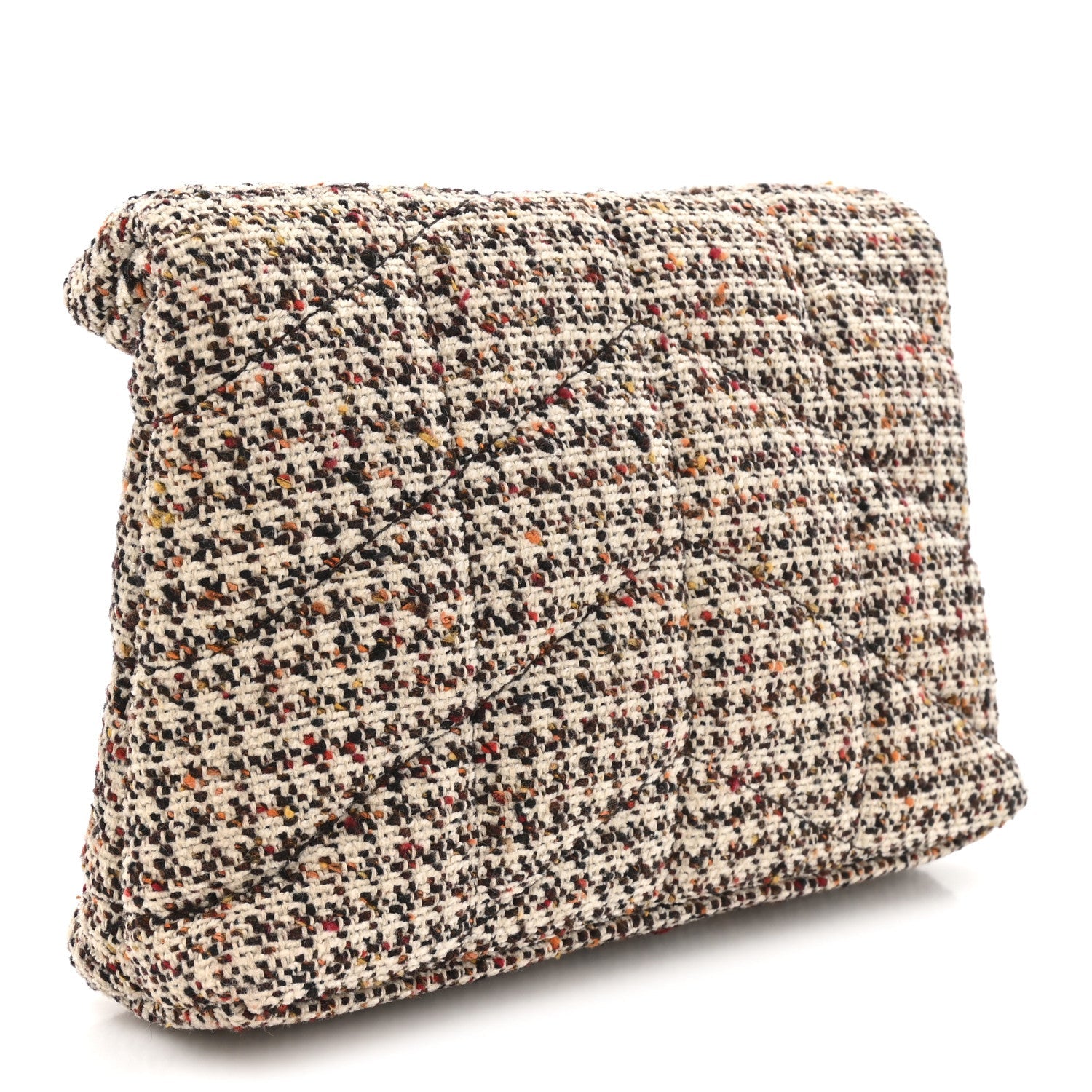 Tweed Quilted Loulou Puffer Monogram Pouch Clutch Beige Umber Multicolor