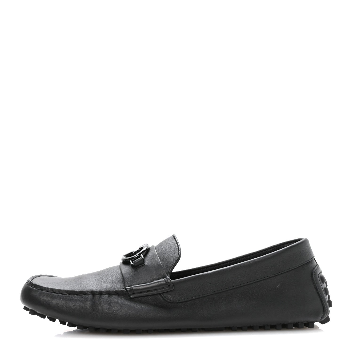 Soft Clove Calfskin Monochrome Mens Interlocking G Driver Loafers 12 Black