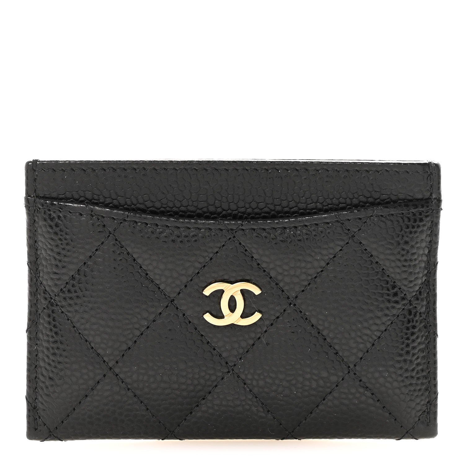Caviar Quilted Card Holder Black