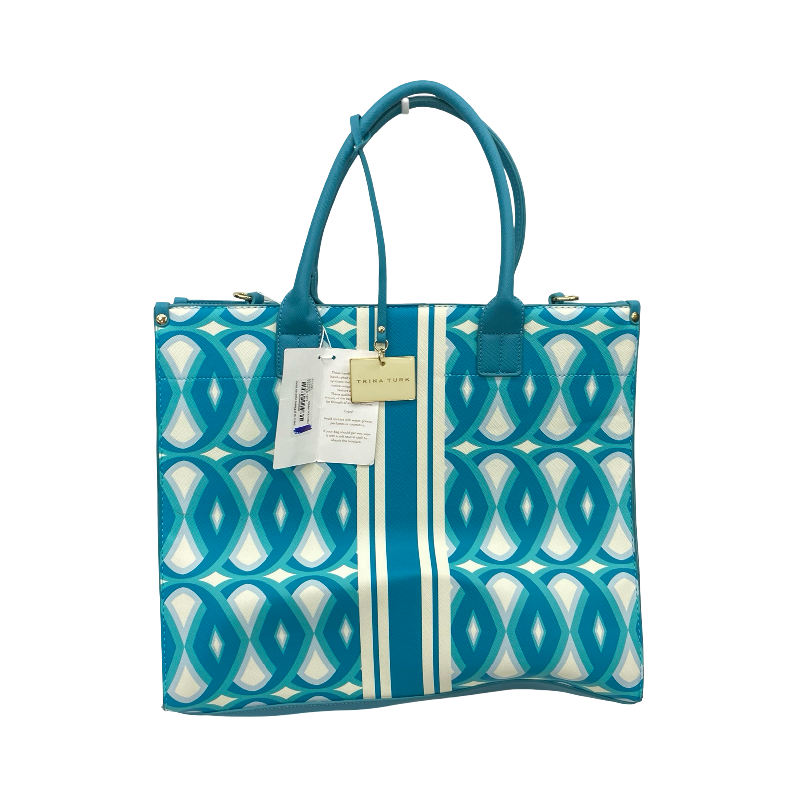 Handbag By Trina Turk In Blue & White, Size:Large