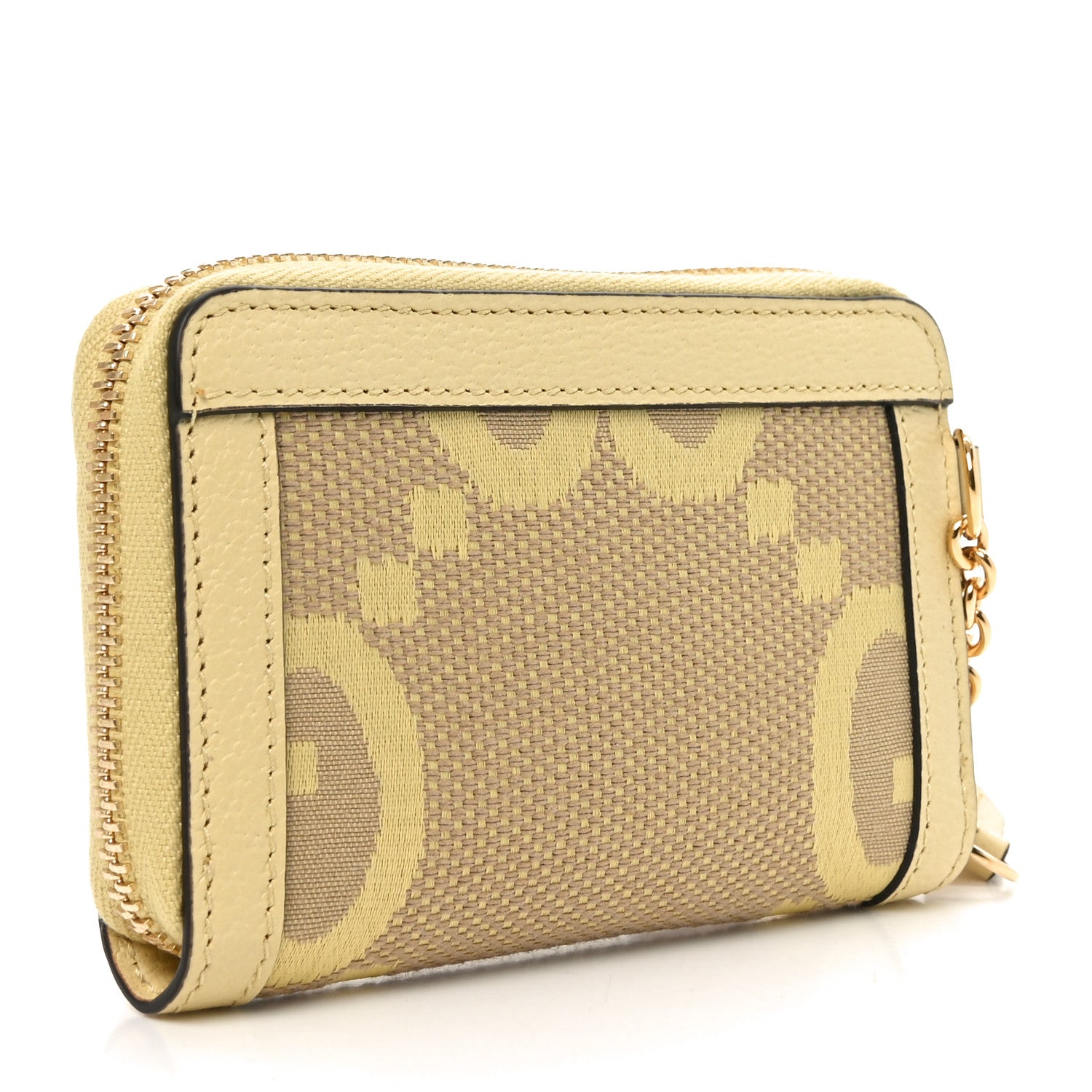 Monogram Jumbo GG Textured Dollar Calfskin Ophidia Key Card Case Camel Banana