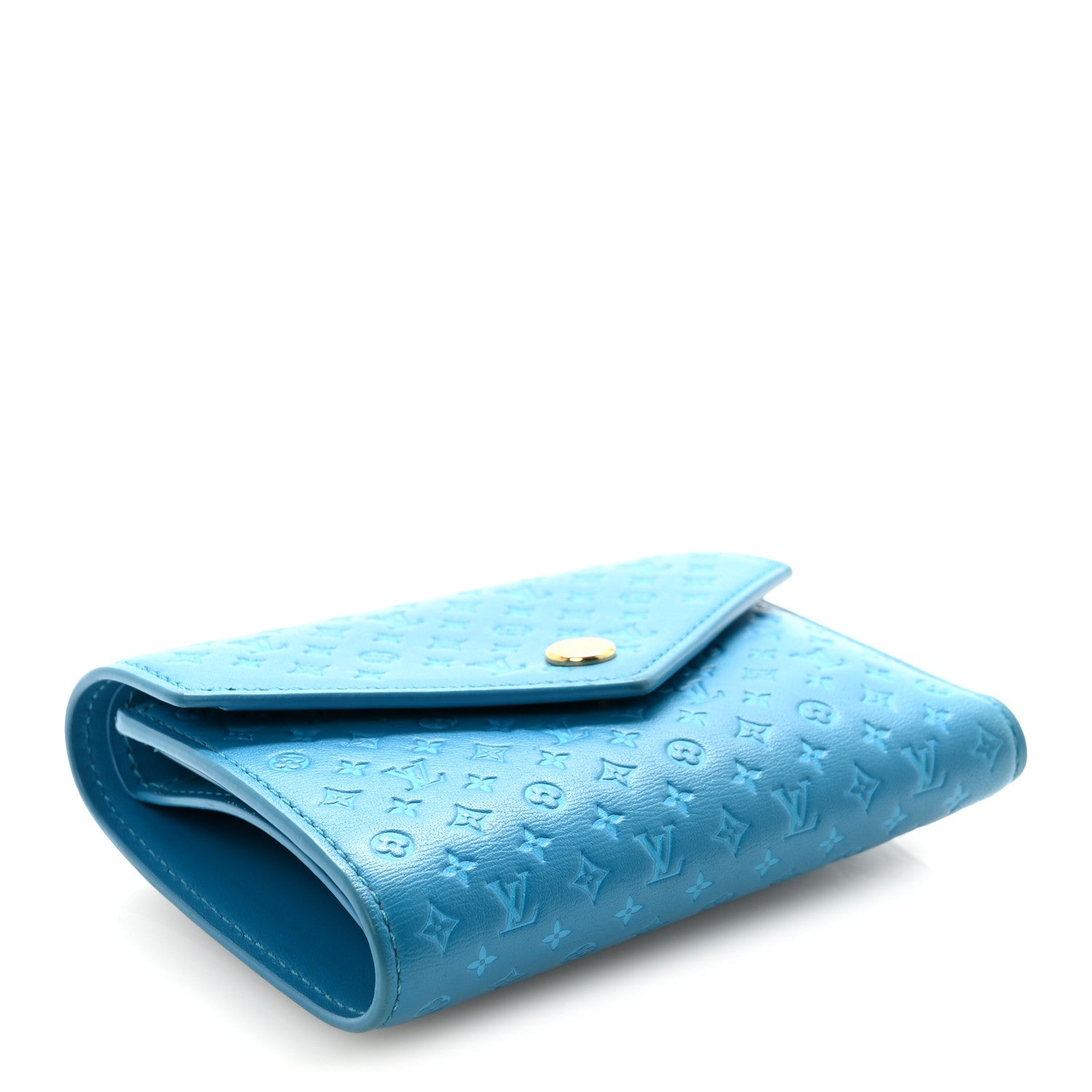 Calfskin Nanogram Embossed Victorine Wallet Bleu