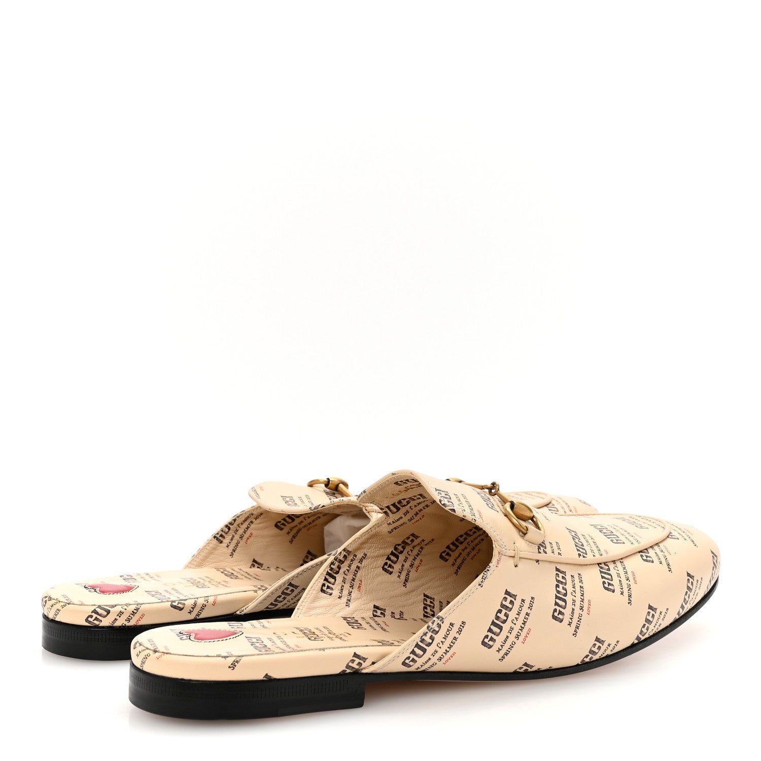 Calfskin Stamp Print Womens Princetown Slippers 40 Soy Black