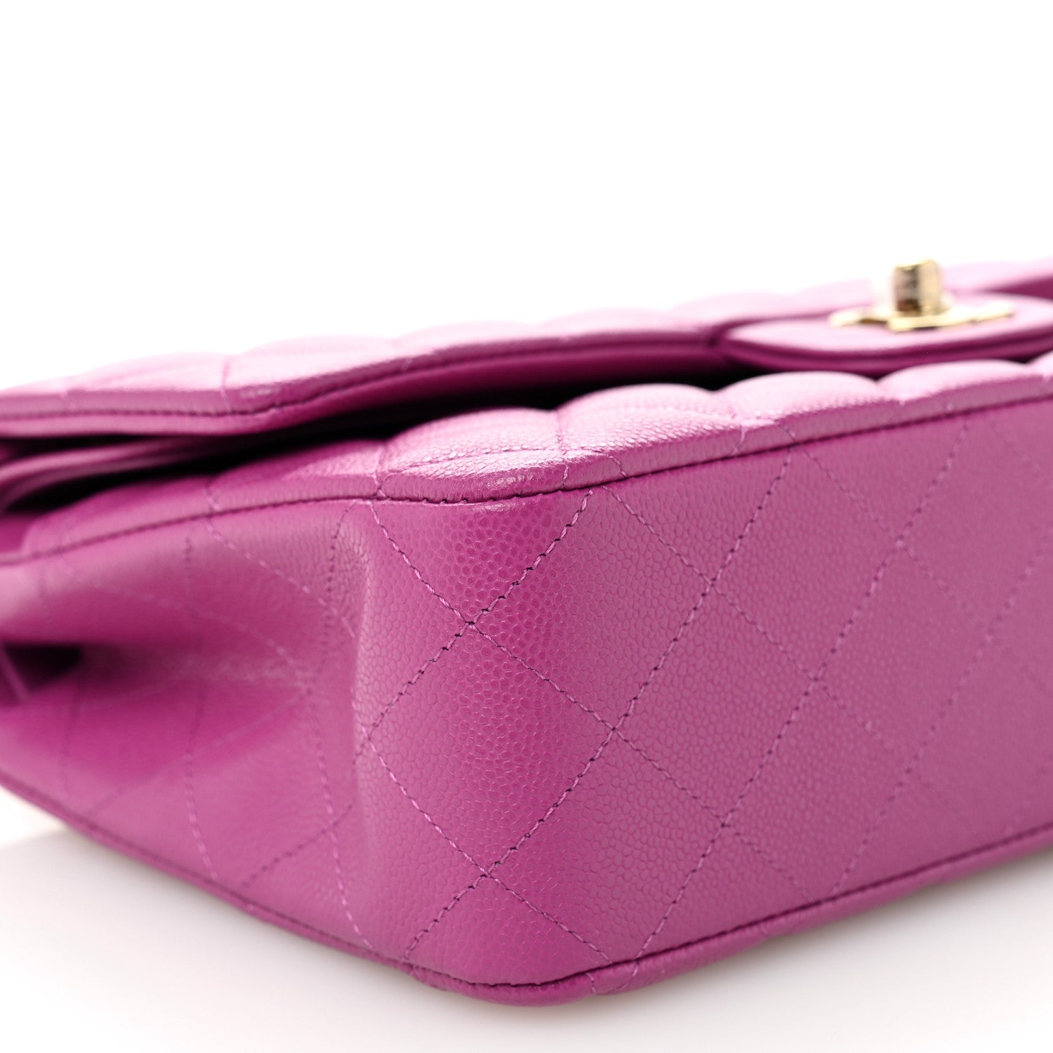 Caviar Quilted Medium Double Flap Purple