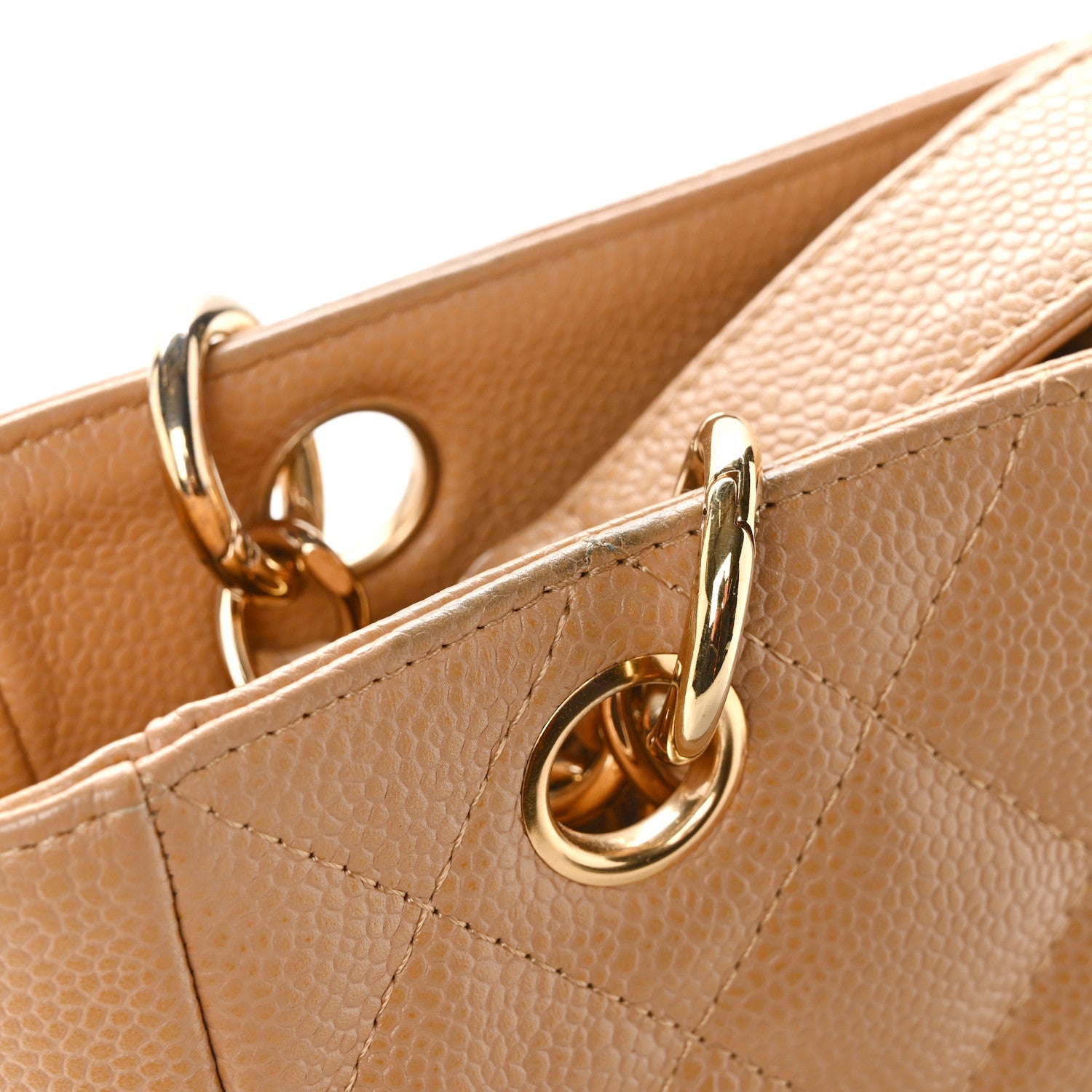 Caviar Quilted Petit Shopping Tote PST Dark Beige