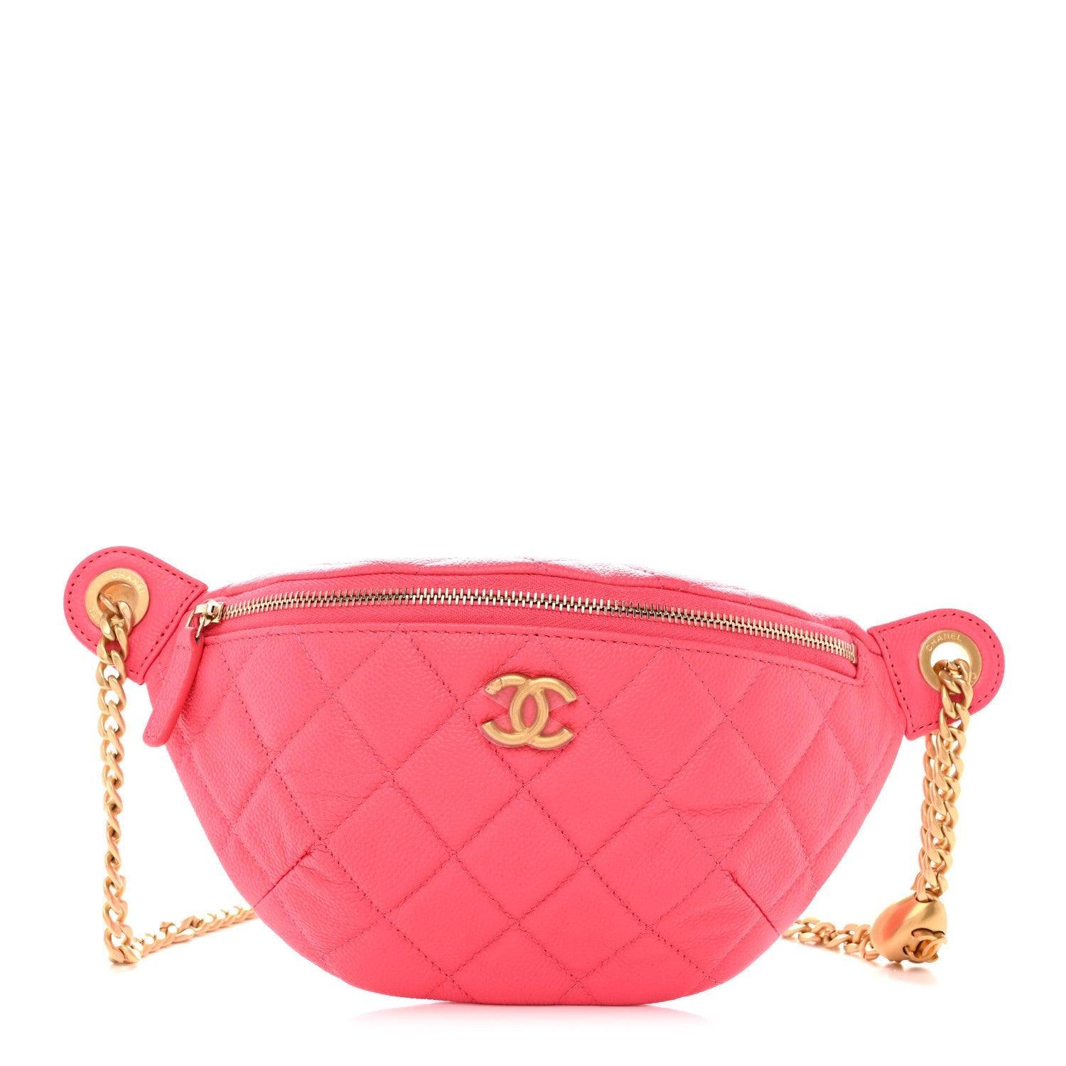 Caviar Quilted Sweetheart Belt Bag Fuchsia