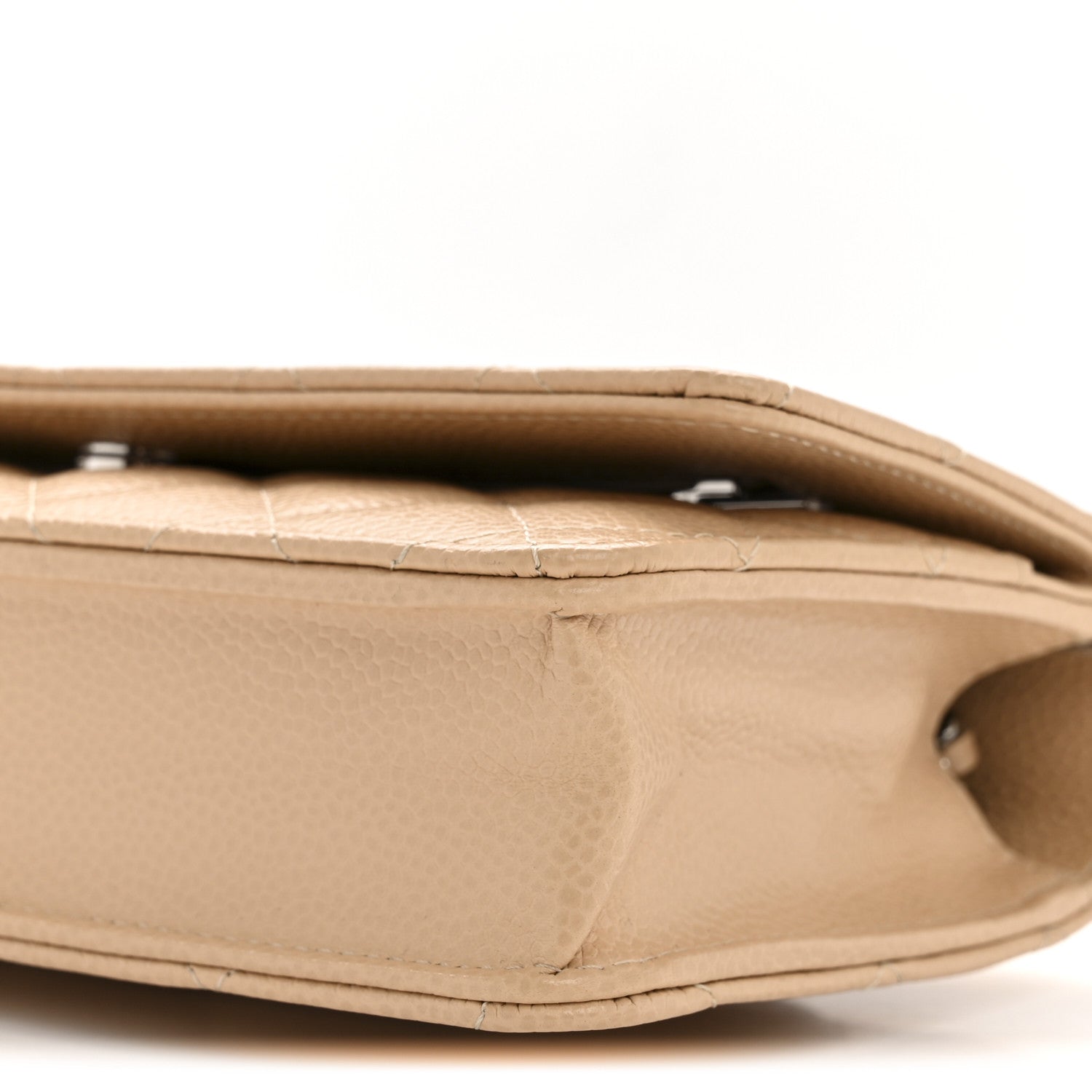 Caviar Quilted Wallet on Chain WOC Beige