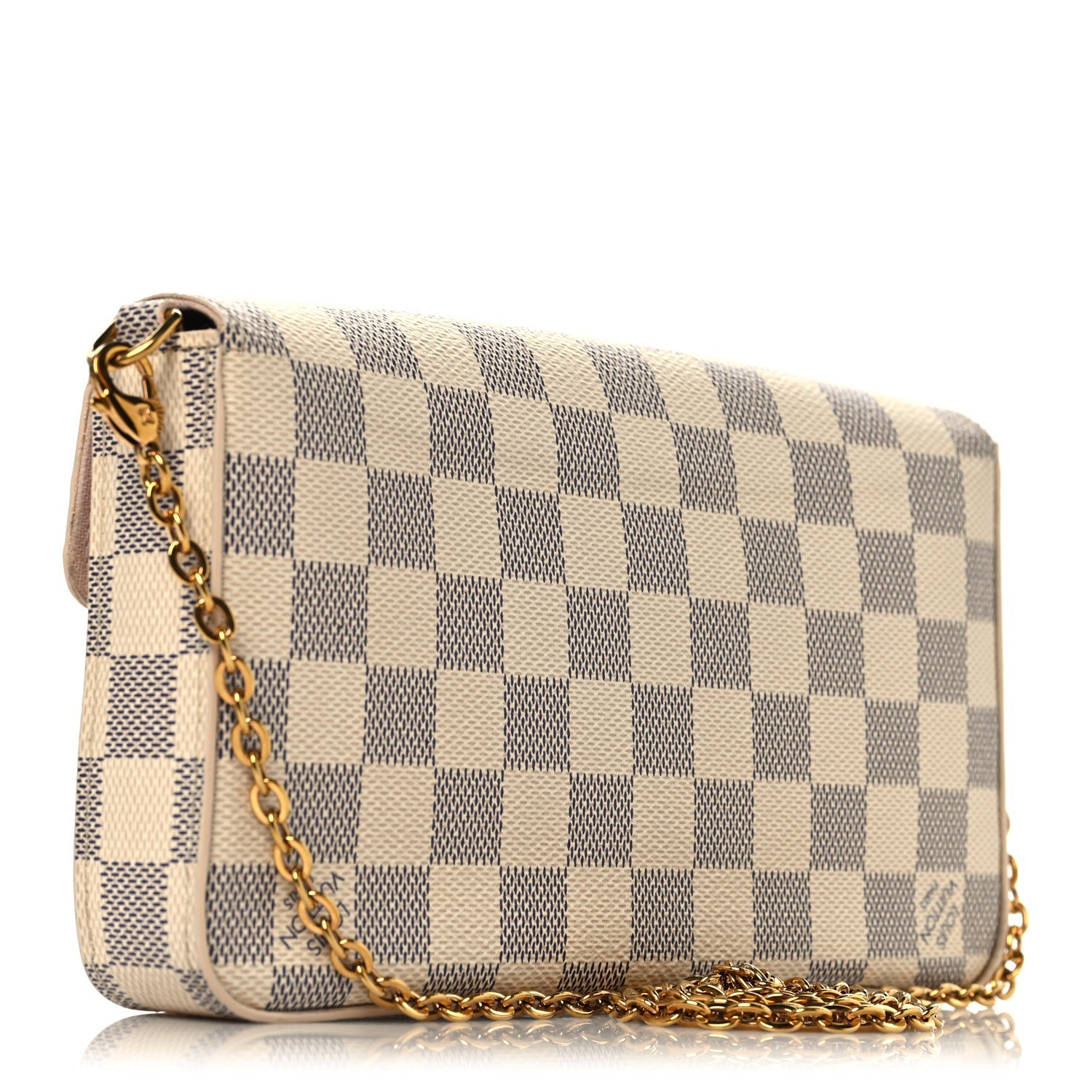 Damier Azur Pochette Felicie Chain Wallet Rose Ballerine