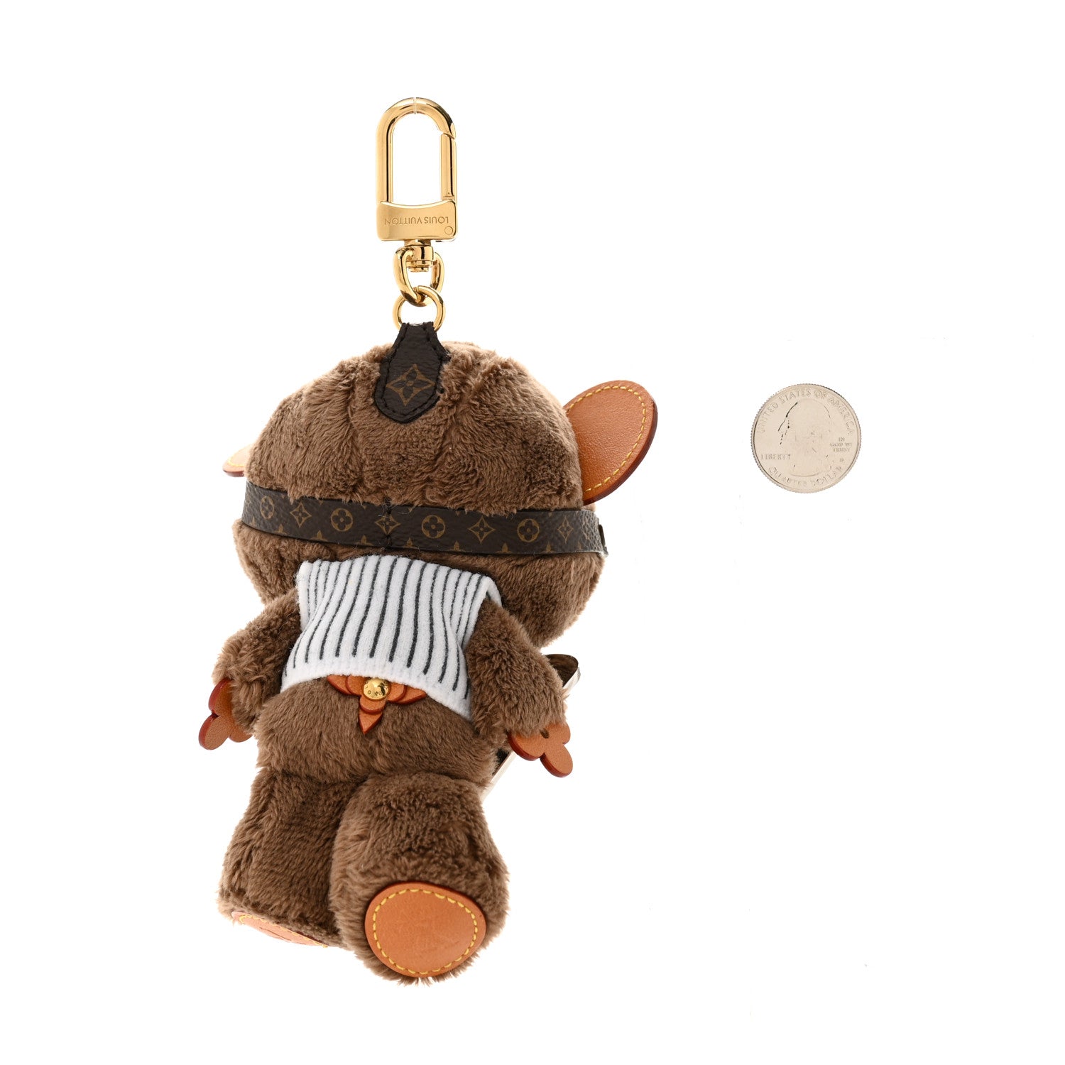 Faux Fur LV Oak Snow Bag Charm Key Holder Brown