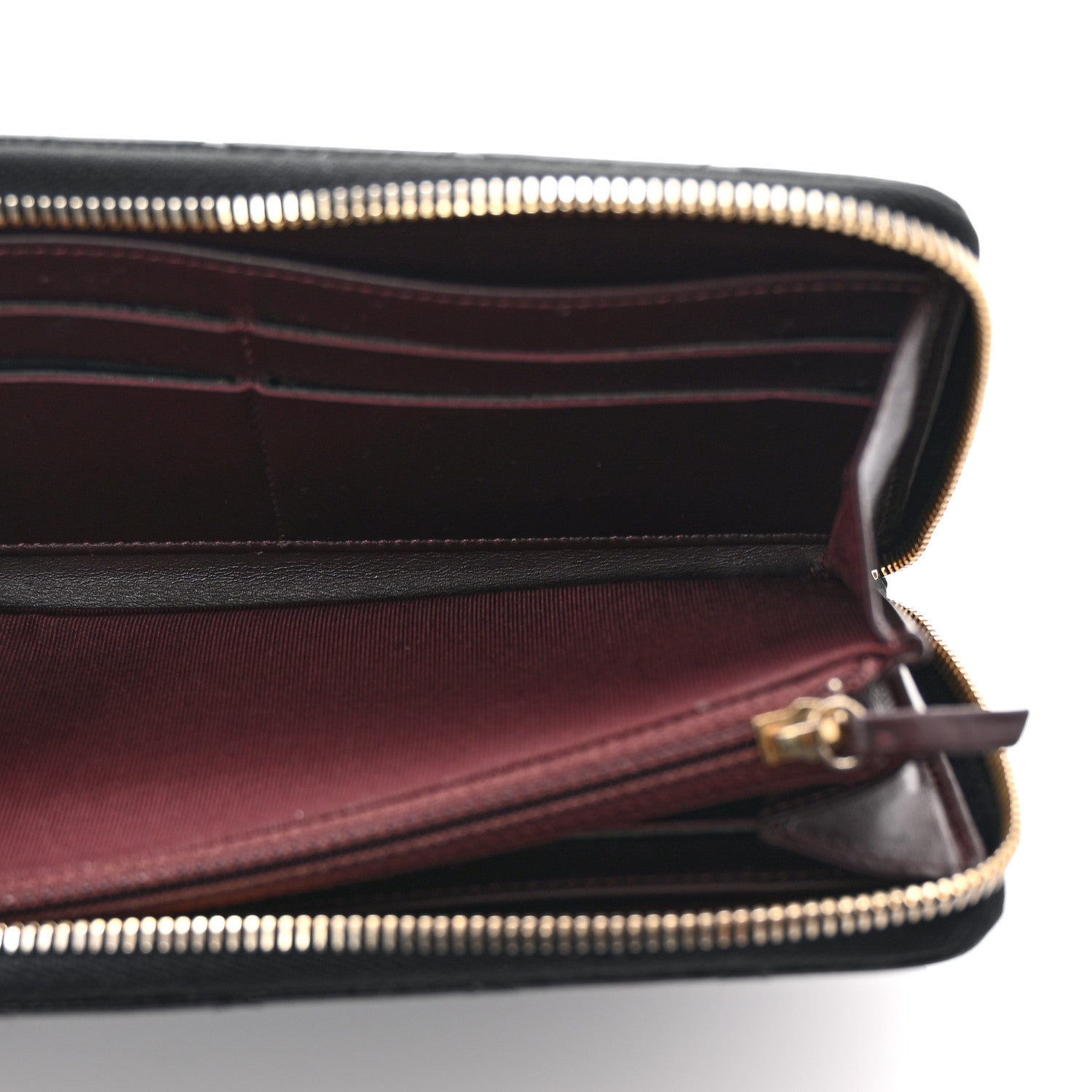 Caviar Quilted Large Gusset Zip Around Wallet Black