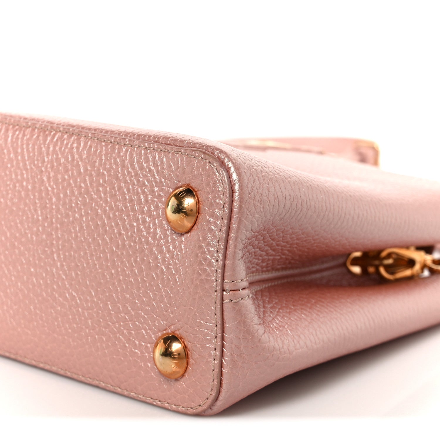 Metallic Taurillon Capucines BB Pearly Pink