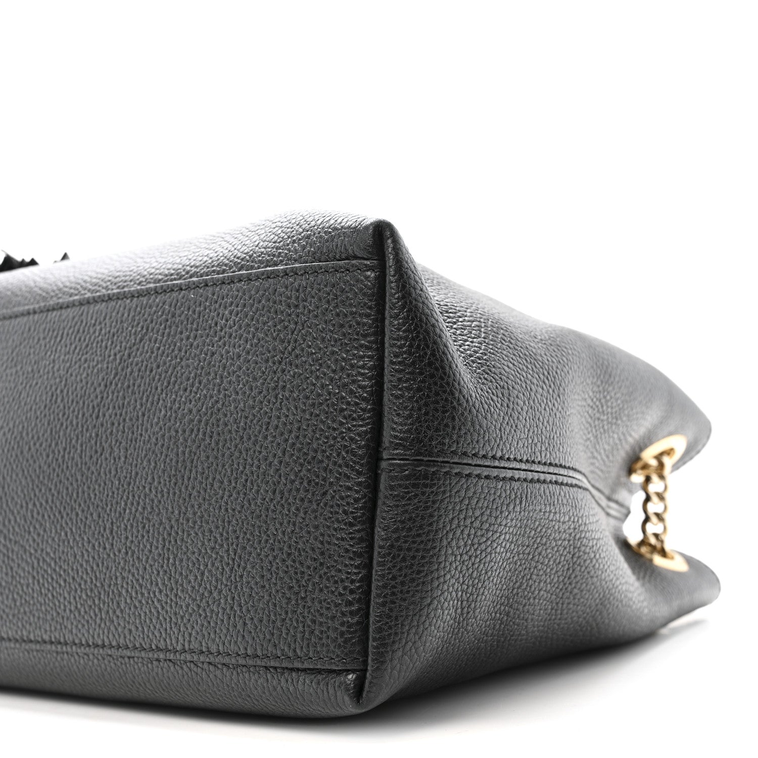 Pebbled Calfskin Medium Soho Chain Shoulder Bag Black