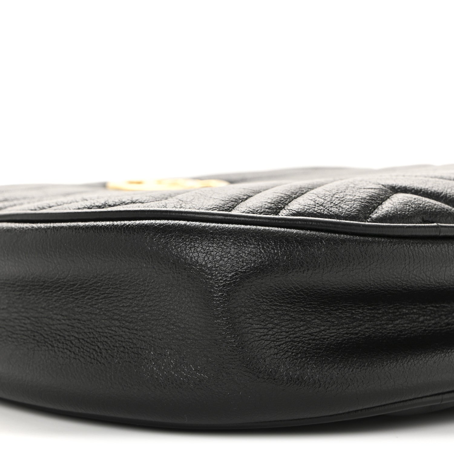 Azalea Calfskin Matelasse Heart Mini GG Marmont Round Shoulder Bag Black